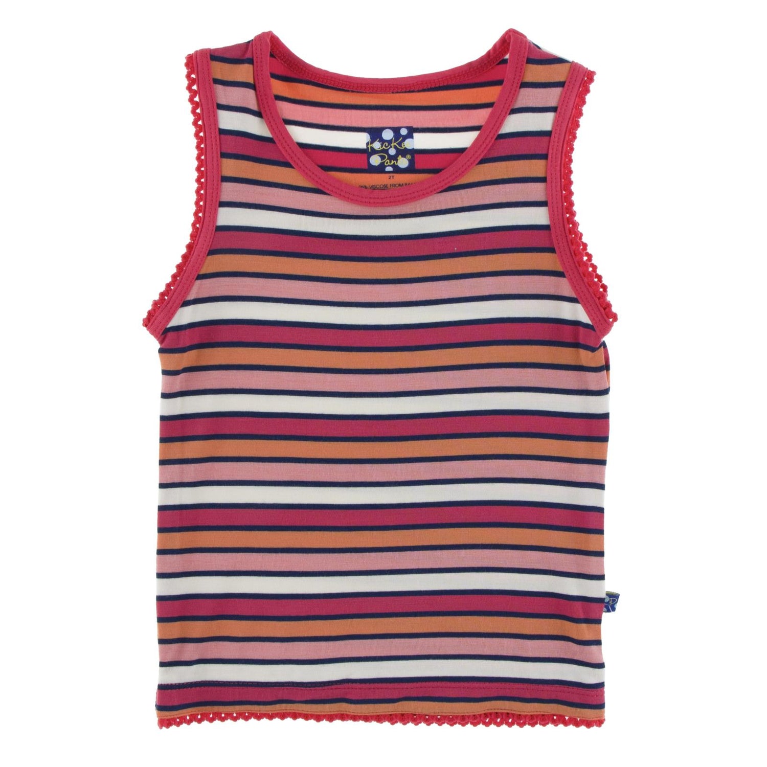 Print Scalloped Edge Tank in Botany Red Ginger Stripe