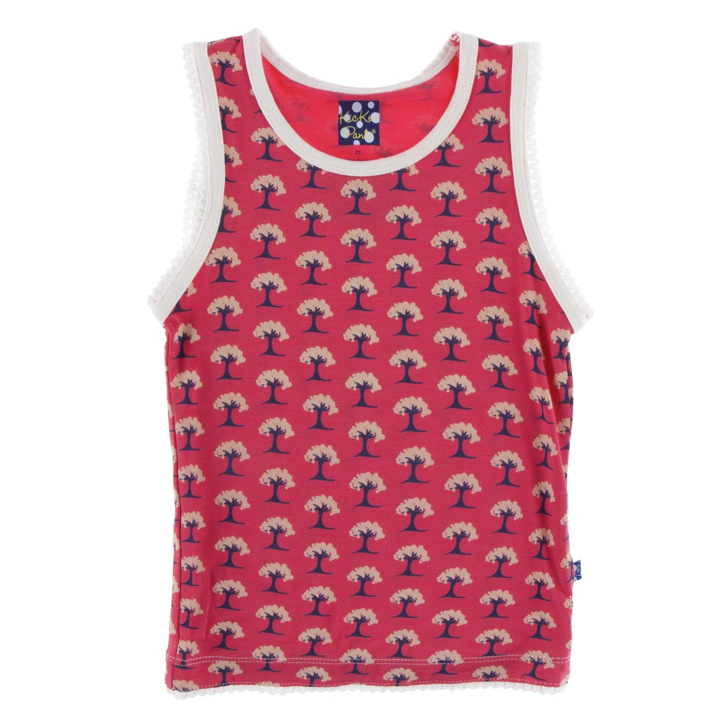 Print Scalloped Edge Tank in Red Ginger Mini Trees