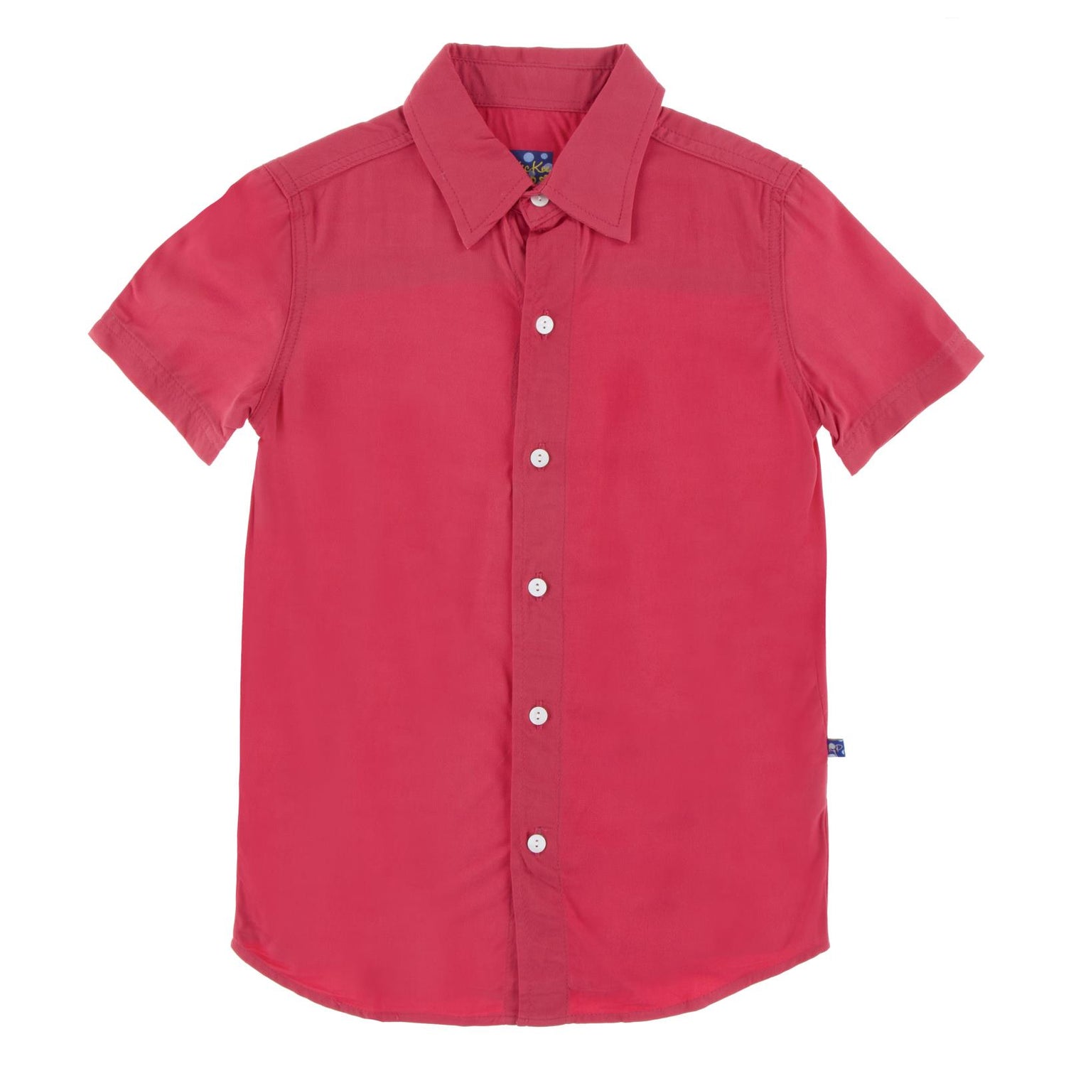 Short Sleeve Woven Button Down Shirt in Red Ginger