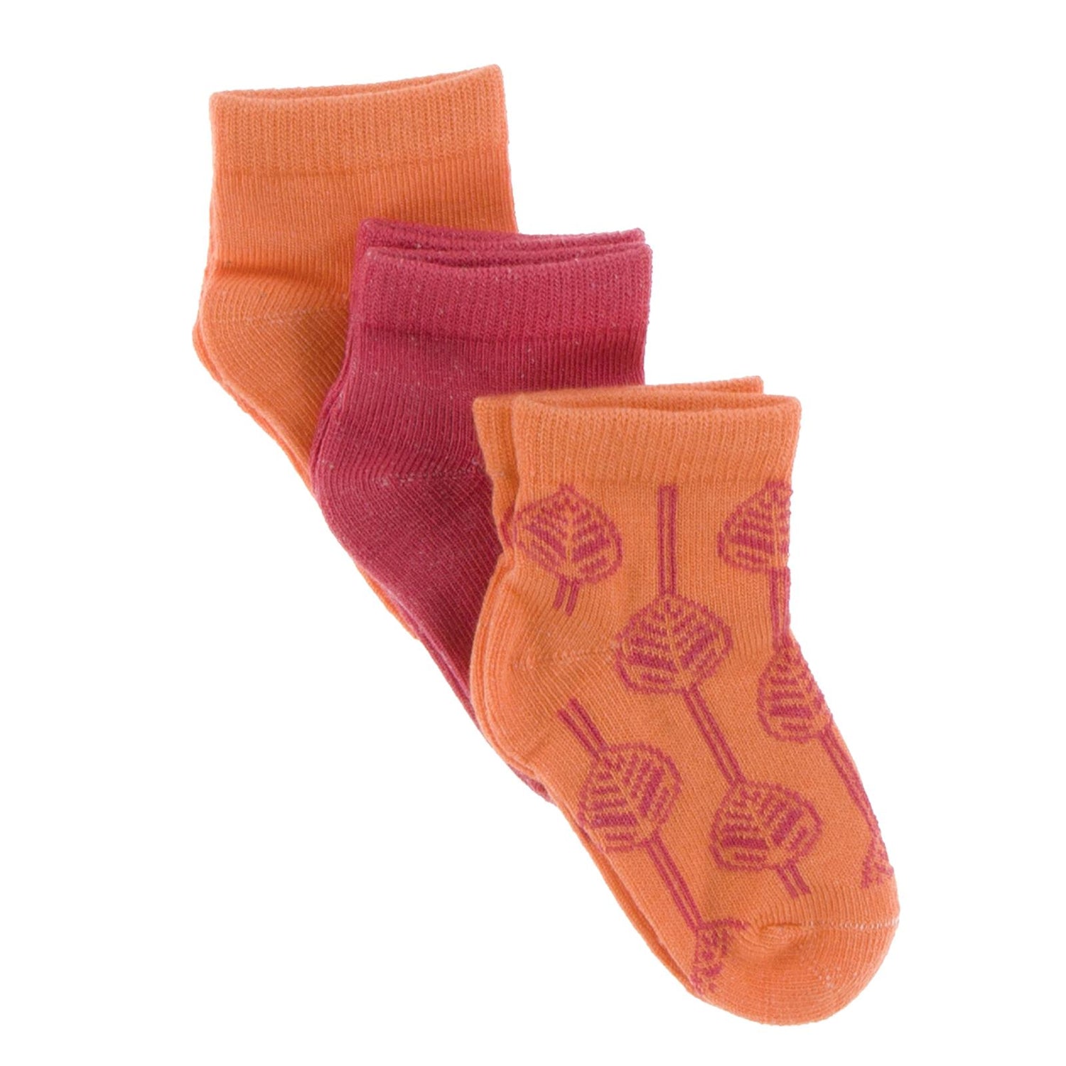 Low Ankle Sock Set in Nectarine, Red Ginger & Nectarine Leaf Lattice (339190)