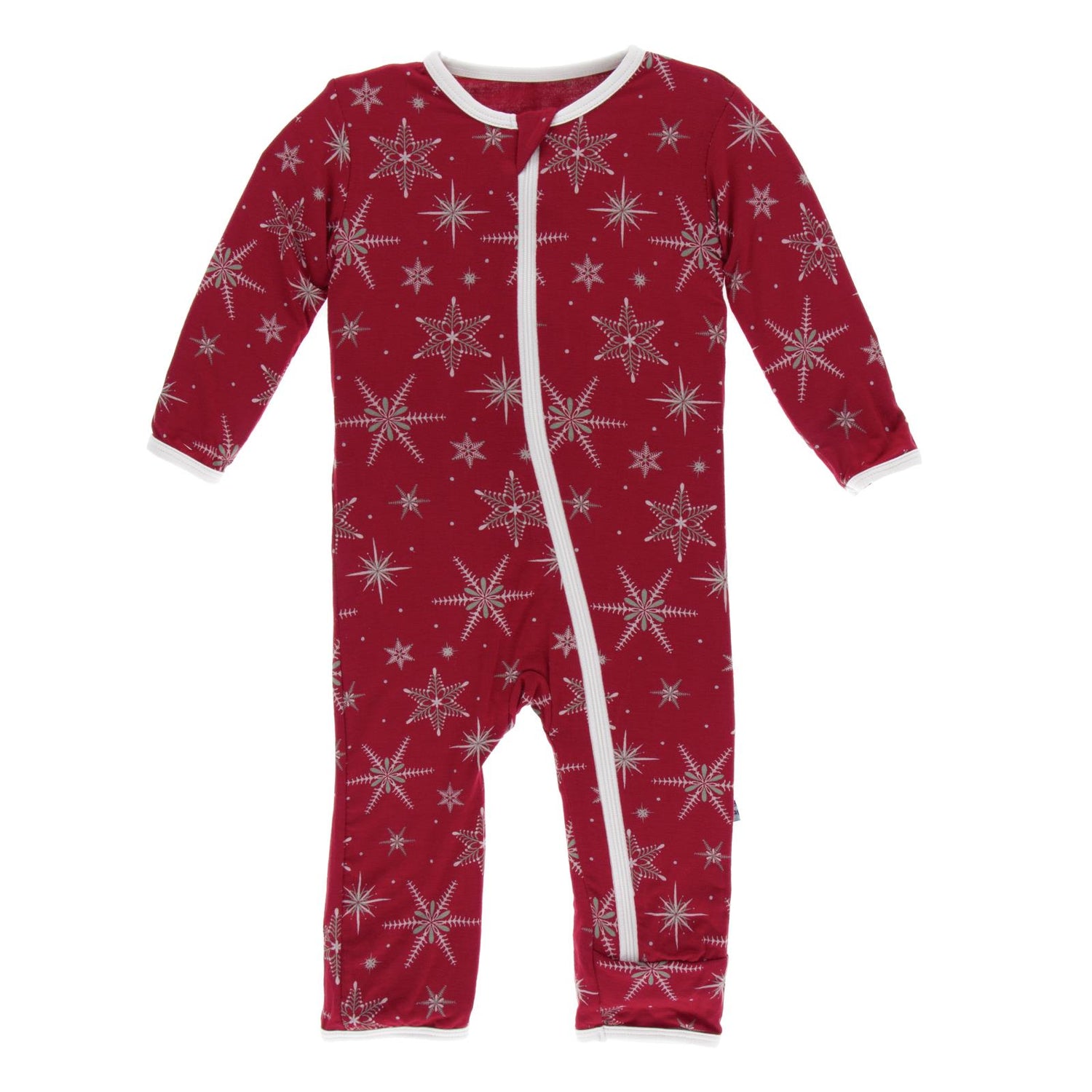 Print Coverall with Zipper in Crimson Snowflakes (349995)