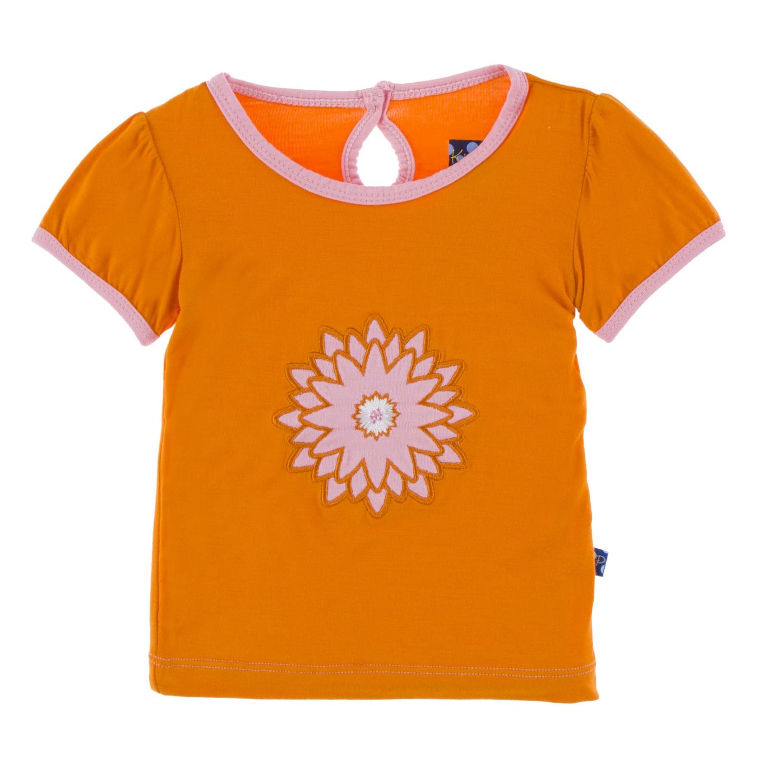 Short Sleeve Applique Puff Tee in Sunset Water Lily