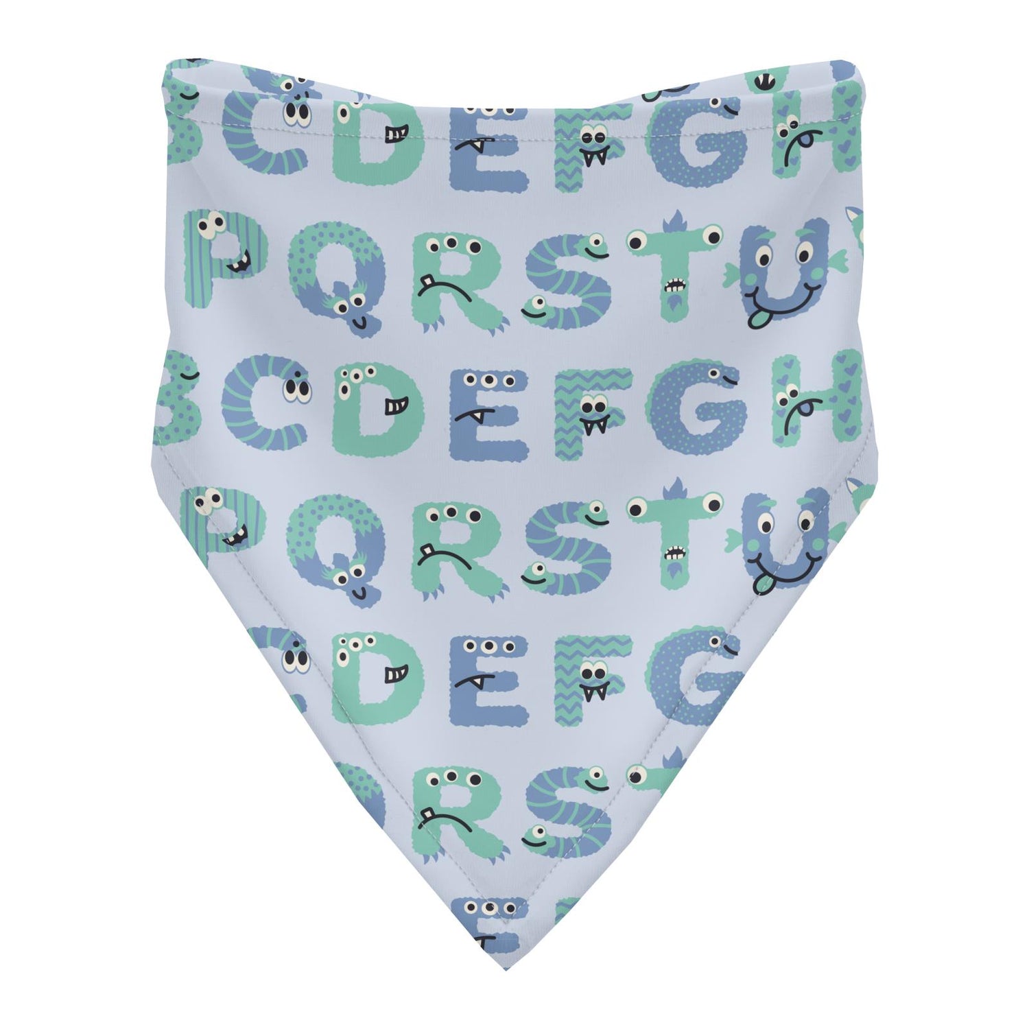 Print Bandana Bib in Dew ABC Monsters