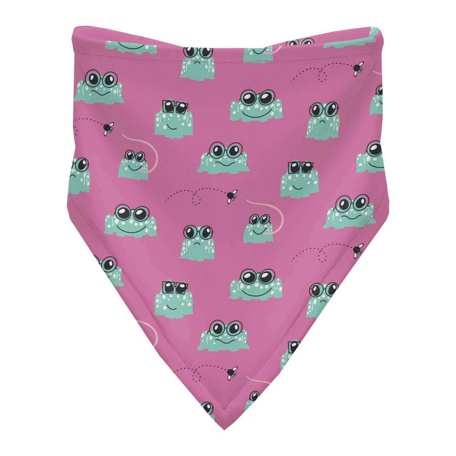 Print Bandana Bib in Tulip Bespeckled Frogs