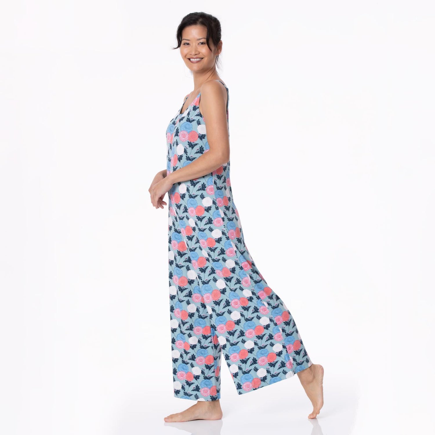 Women's Print Lounge Romper in Stormy Sea Enchanted Floral