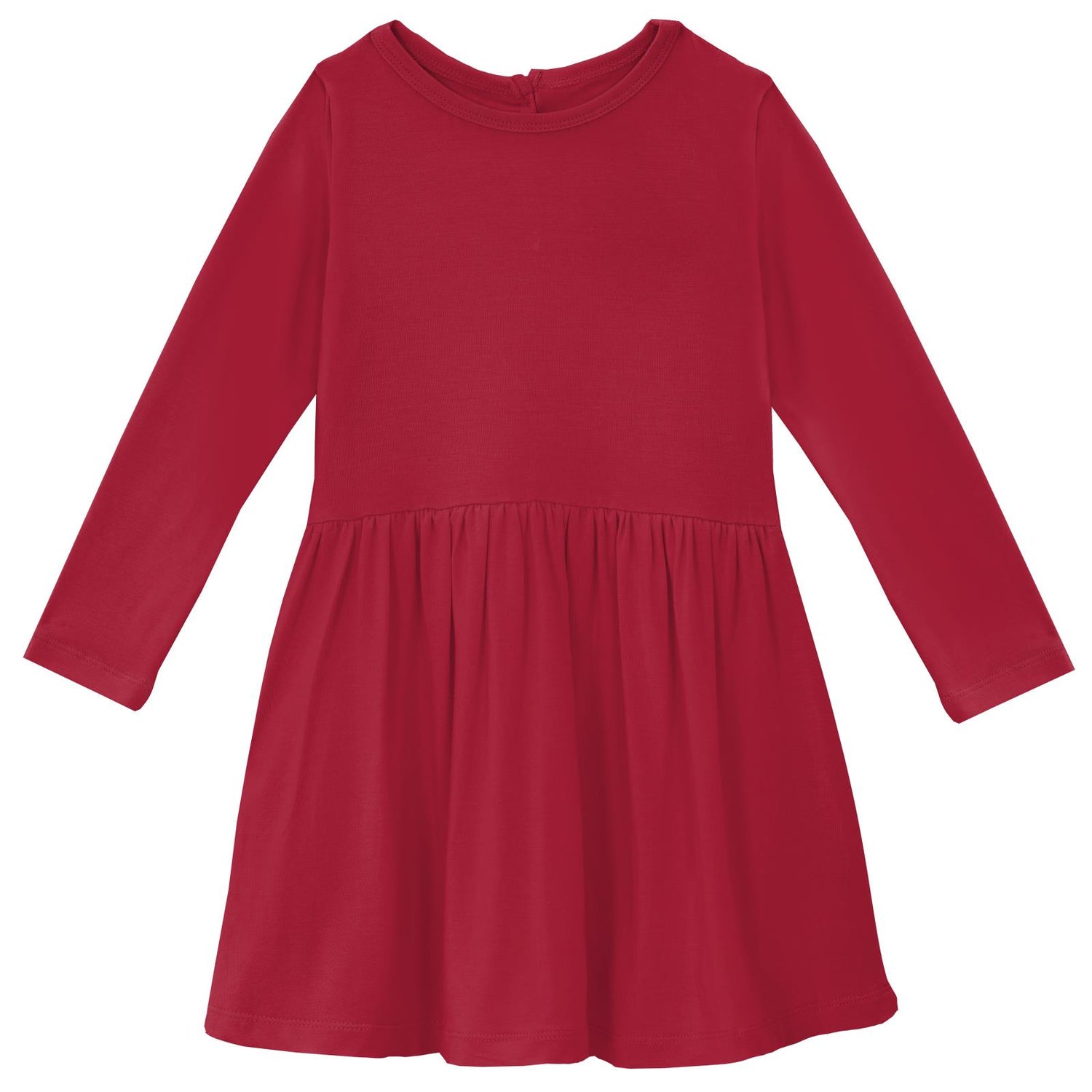 Long Sleeve Twirl Dress with Pockets in Crimson