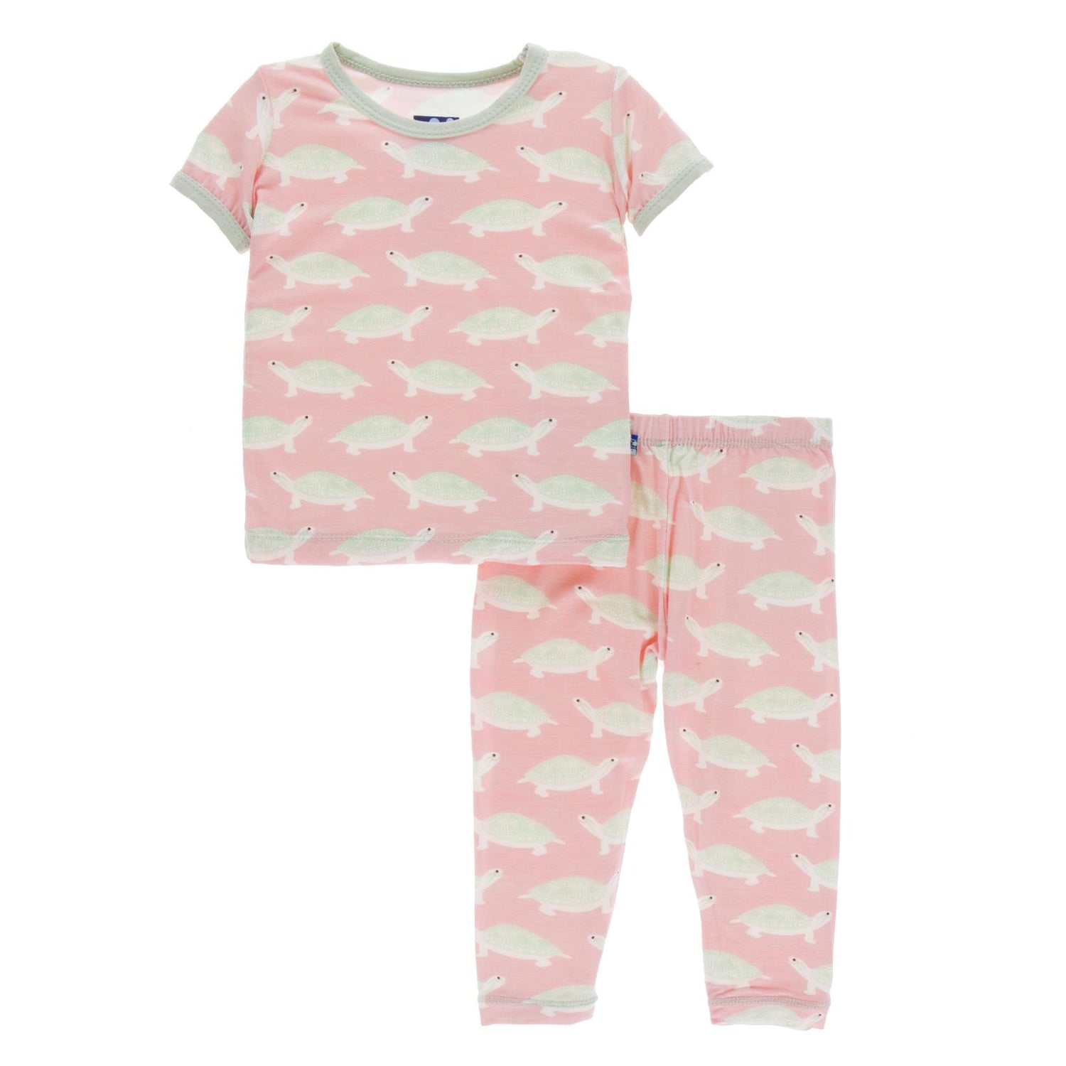 Print Short Sleeve Pajama Set in Lotus Turtle