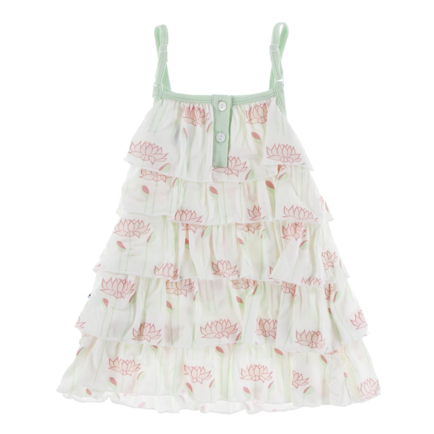 Print Tiered Ruffle Dress in Natural Lotus Flower