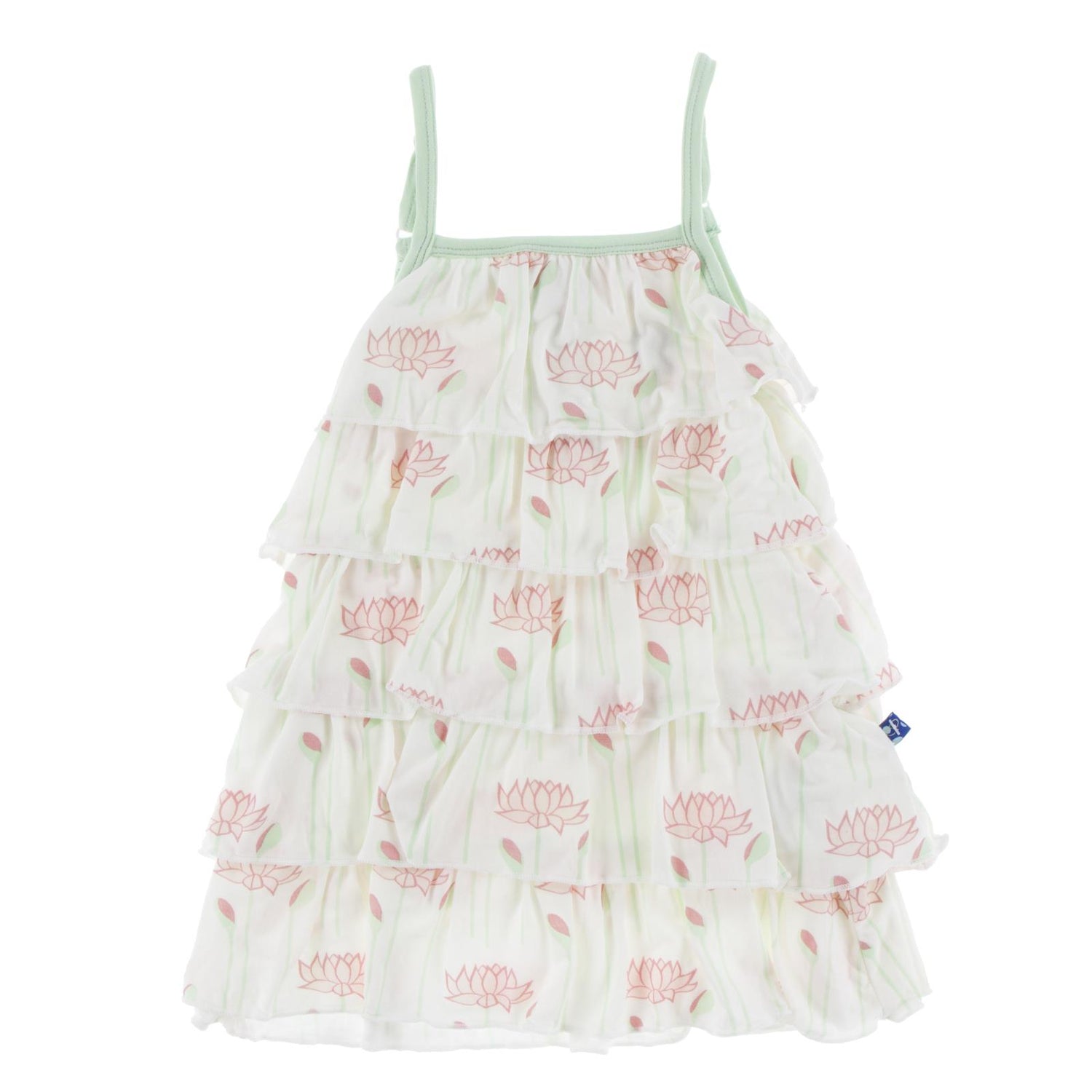 Print Tiered Ruffle Dress in Natural Lotus Flower