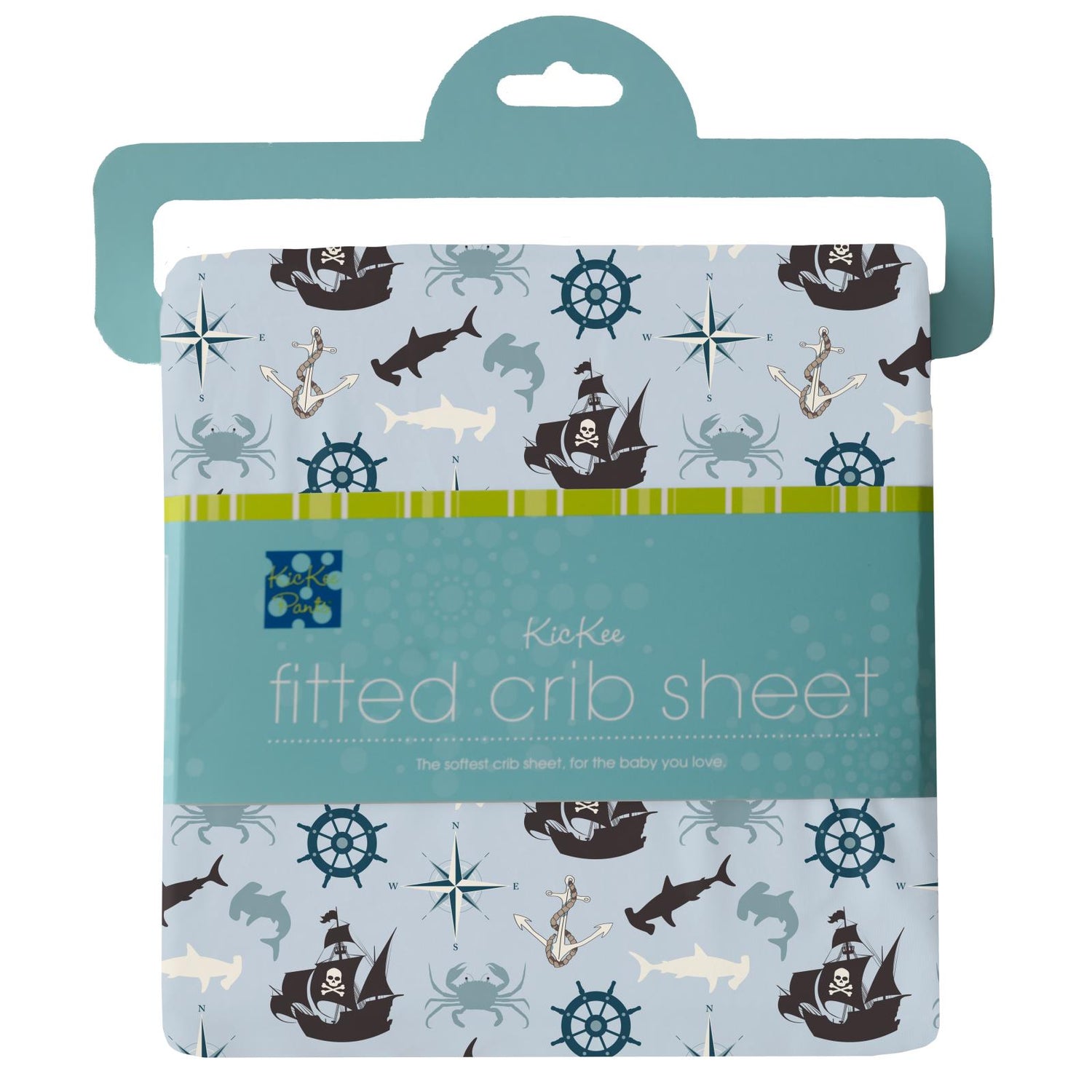 Print Grow-with-Me Crib to Twin Fitted Sheet in Illusion Blue Pirate Adventure