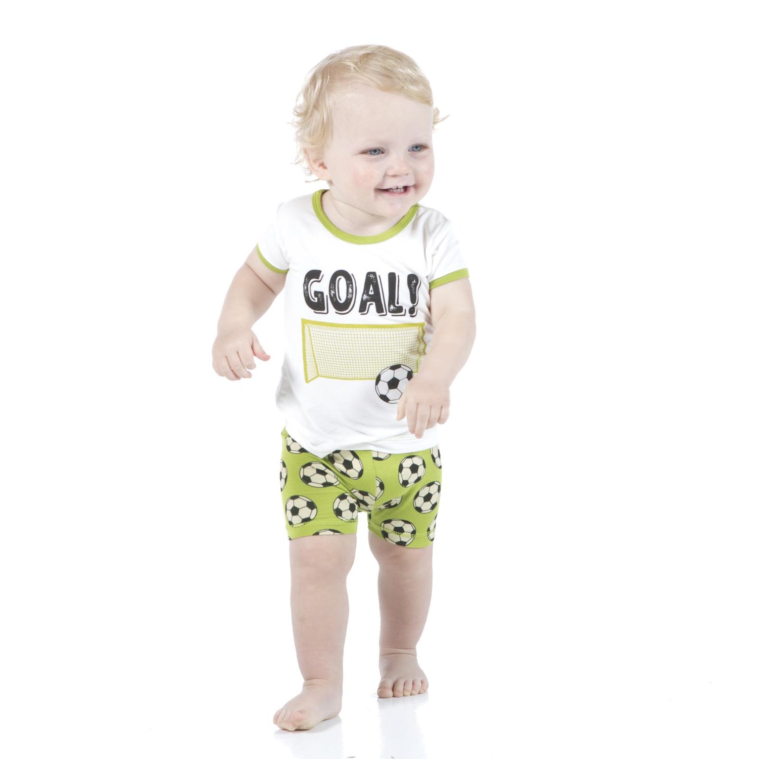 Print Short Sleeve Pajama Set with Shorts in Meadow Soccer