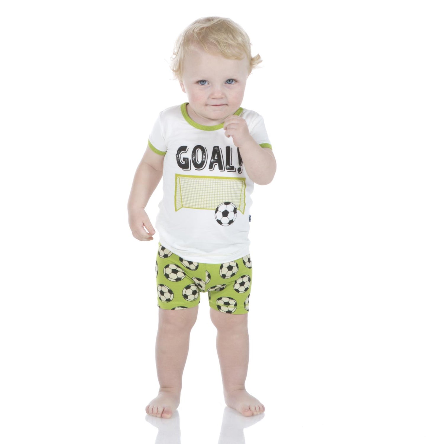 Print Short Sleeve Pajama Set with Shorts in Meadow Soccer