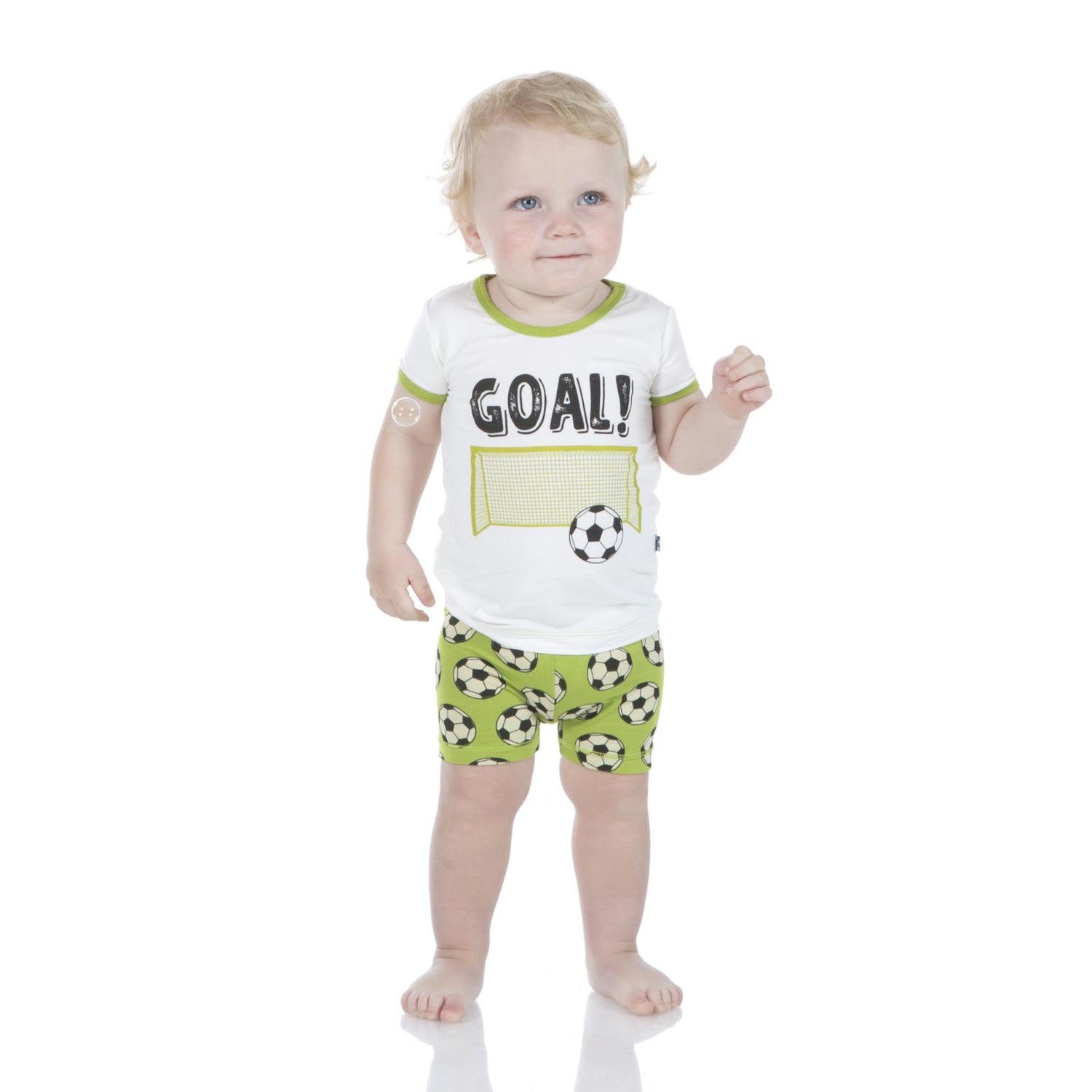 Print Short Sleeve Pajama Set with Shorts in Meadow Soccer