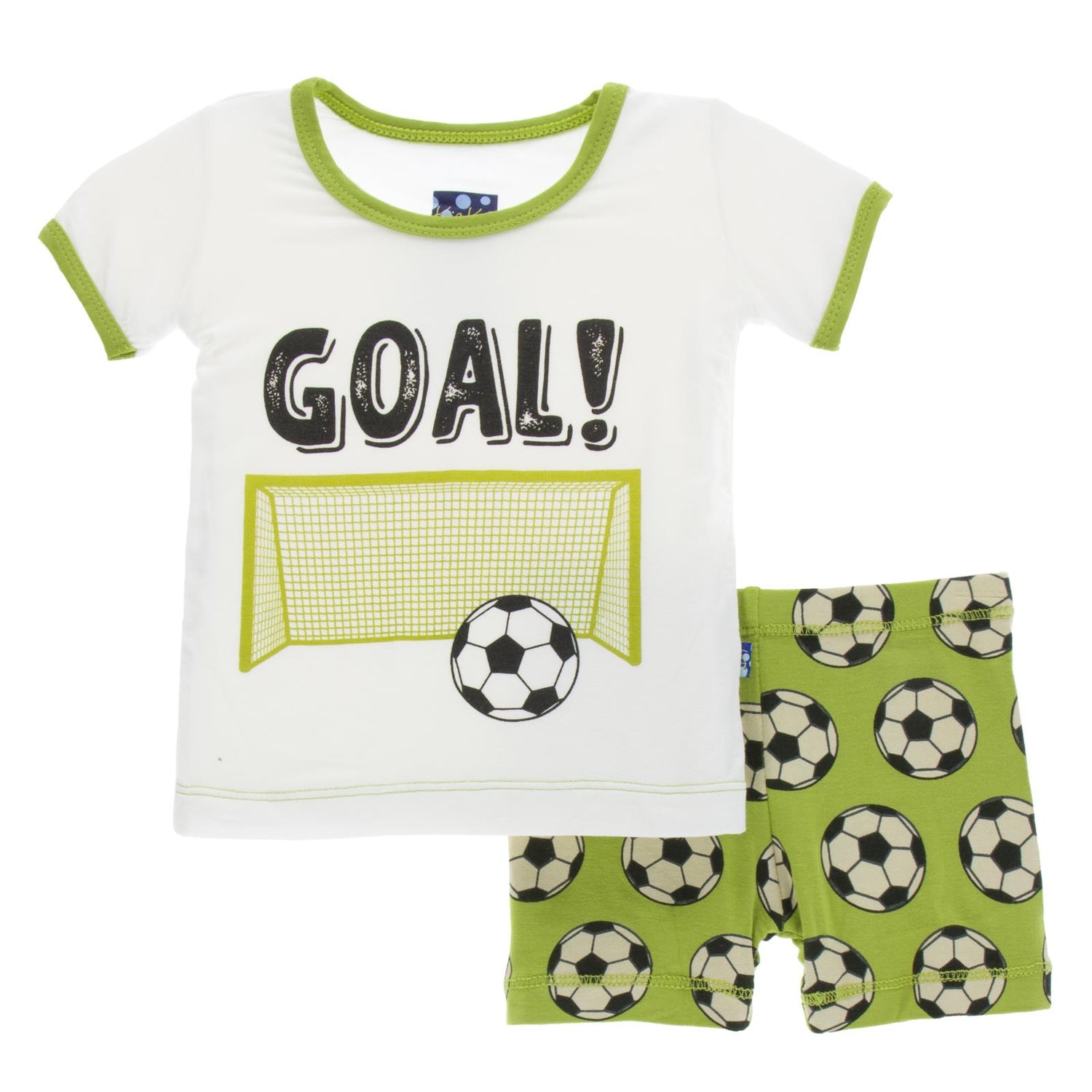 Print Short Sleeve Pajama Set with Shorts in Meadow Soccer