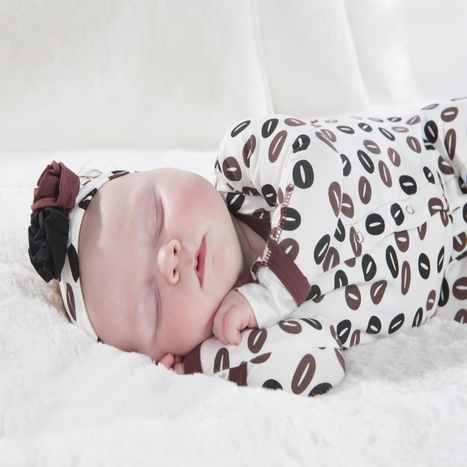 Print Flower Headband in Natural Coffee Beans (165350)