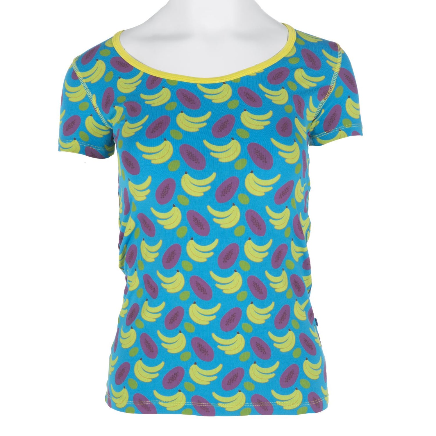 Print Short Sleeve Scoop Neck Tee in Tropical Fruit