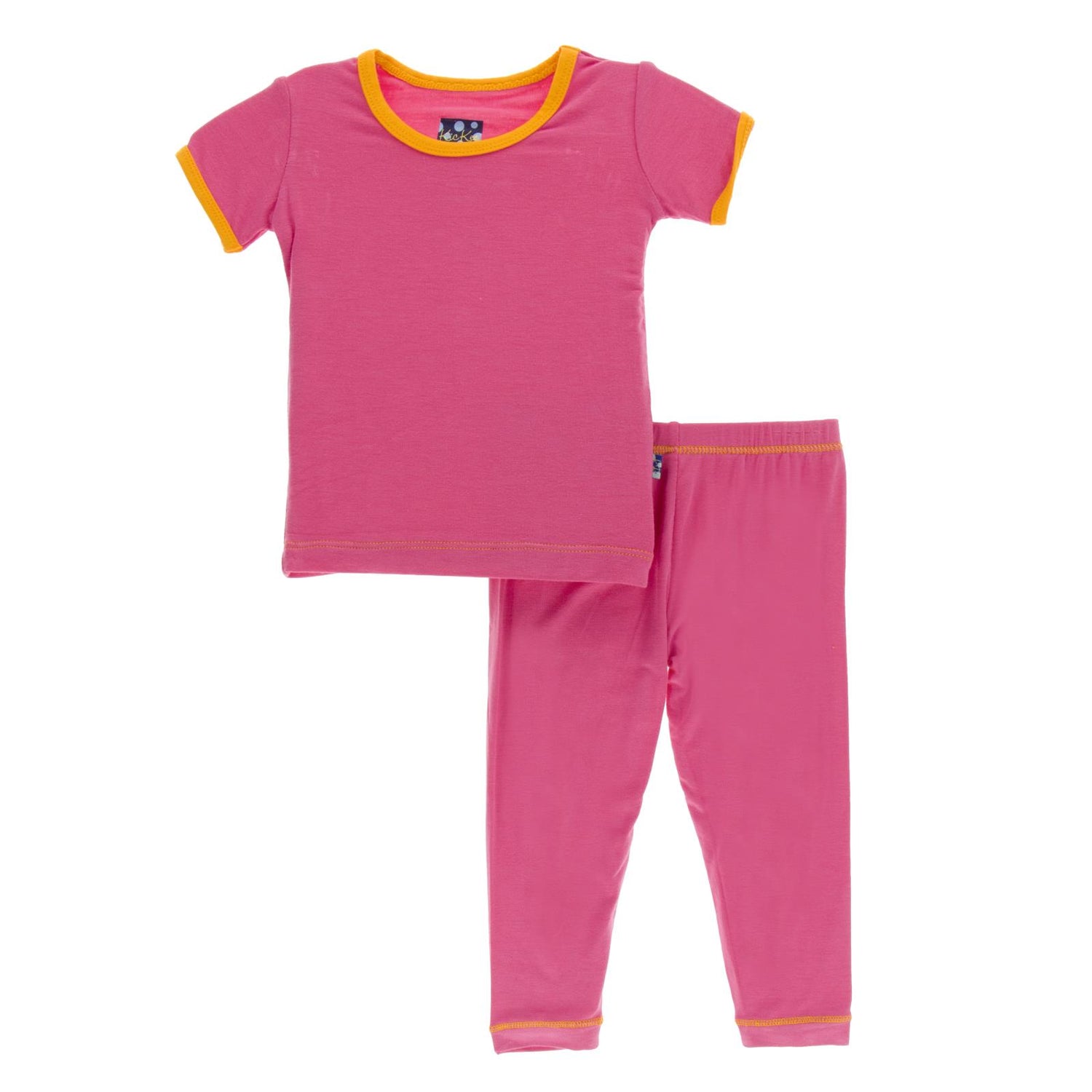 Short Sleeve Pajama Set in Flamingo with Tamarin Trim