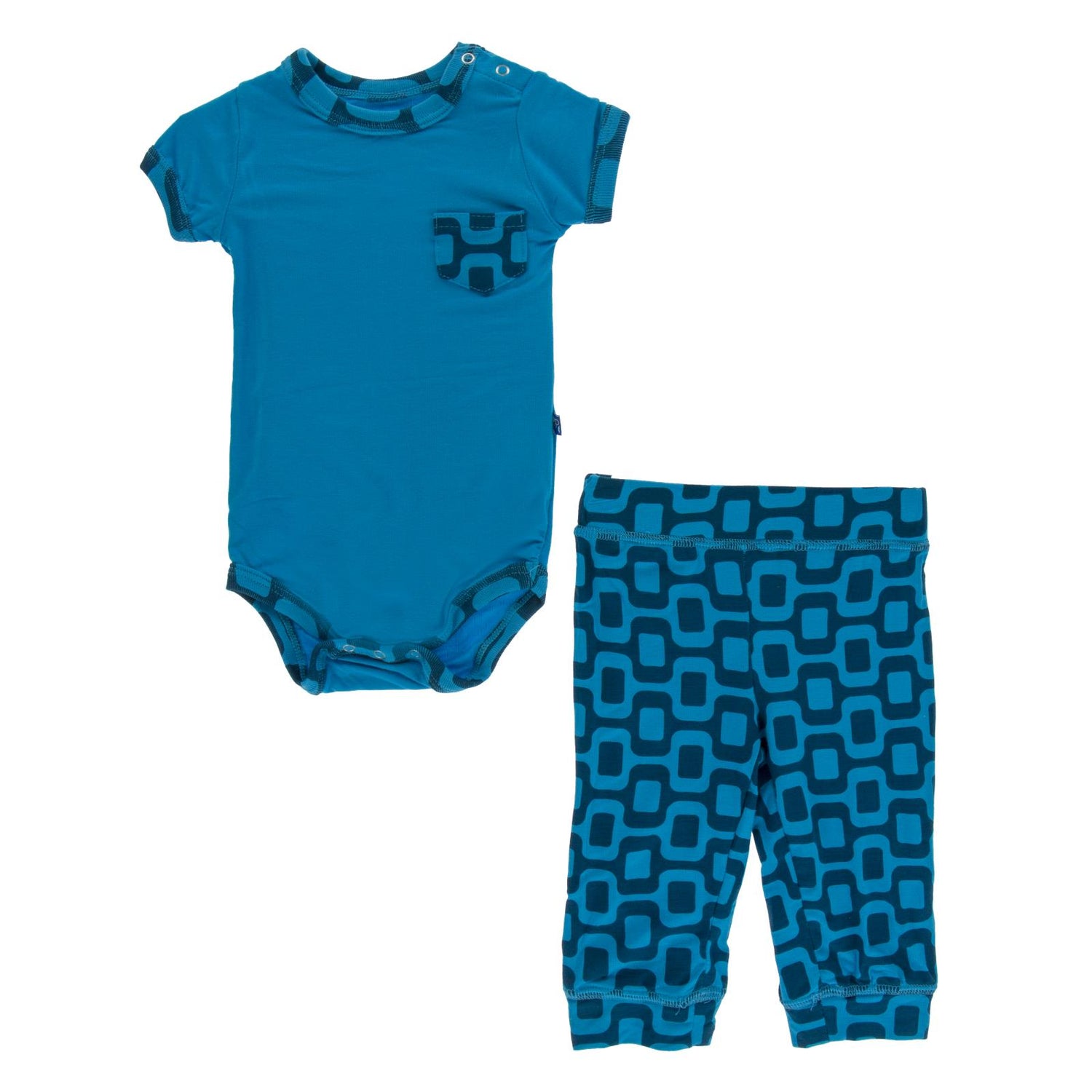 Print Short Sleeve Pocket One Piece & Pant Outfit Set in Amazon with Ipanema