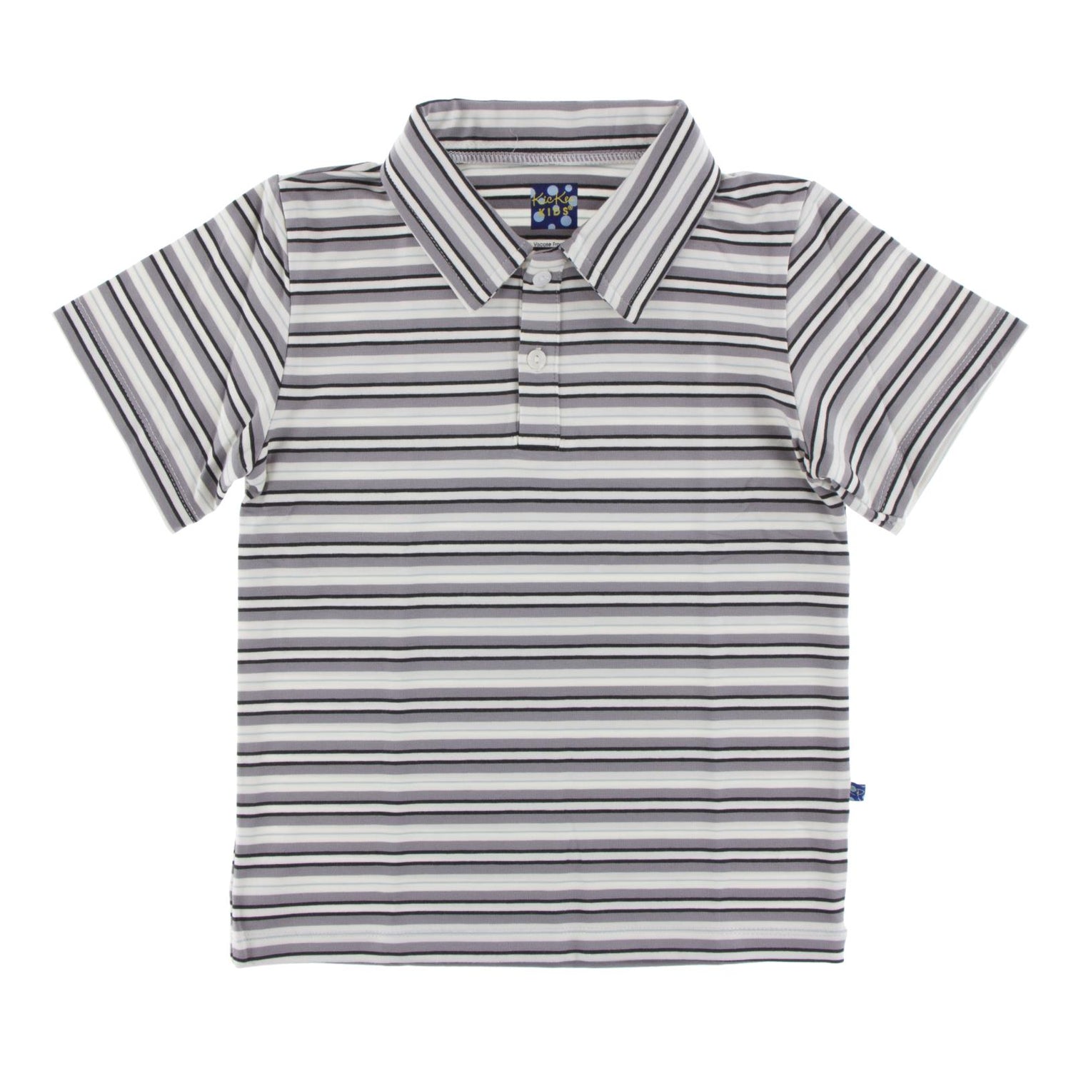 Print Short Sleeve Luxe Jersey Polo in India Pure Stripe