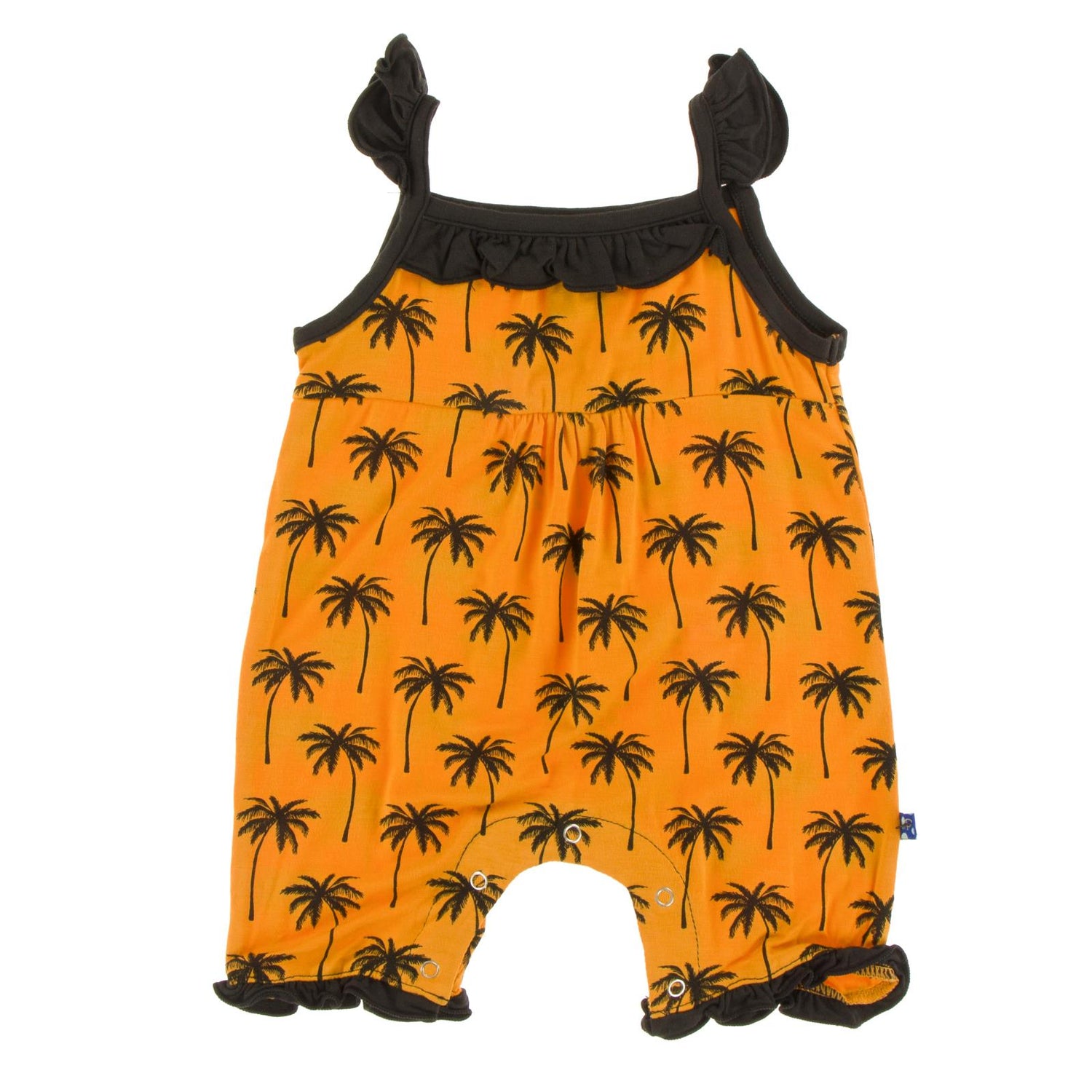 Print Wing Romper in Apricot Palm Trees