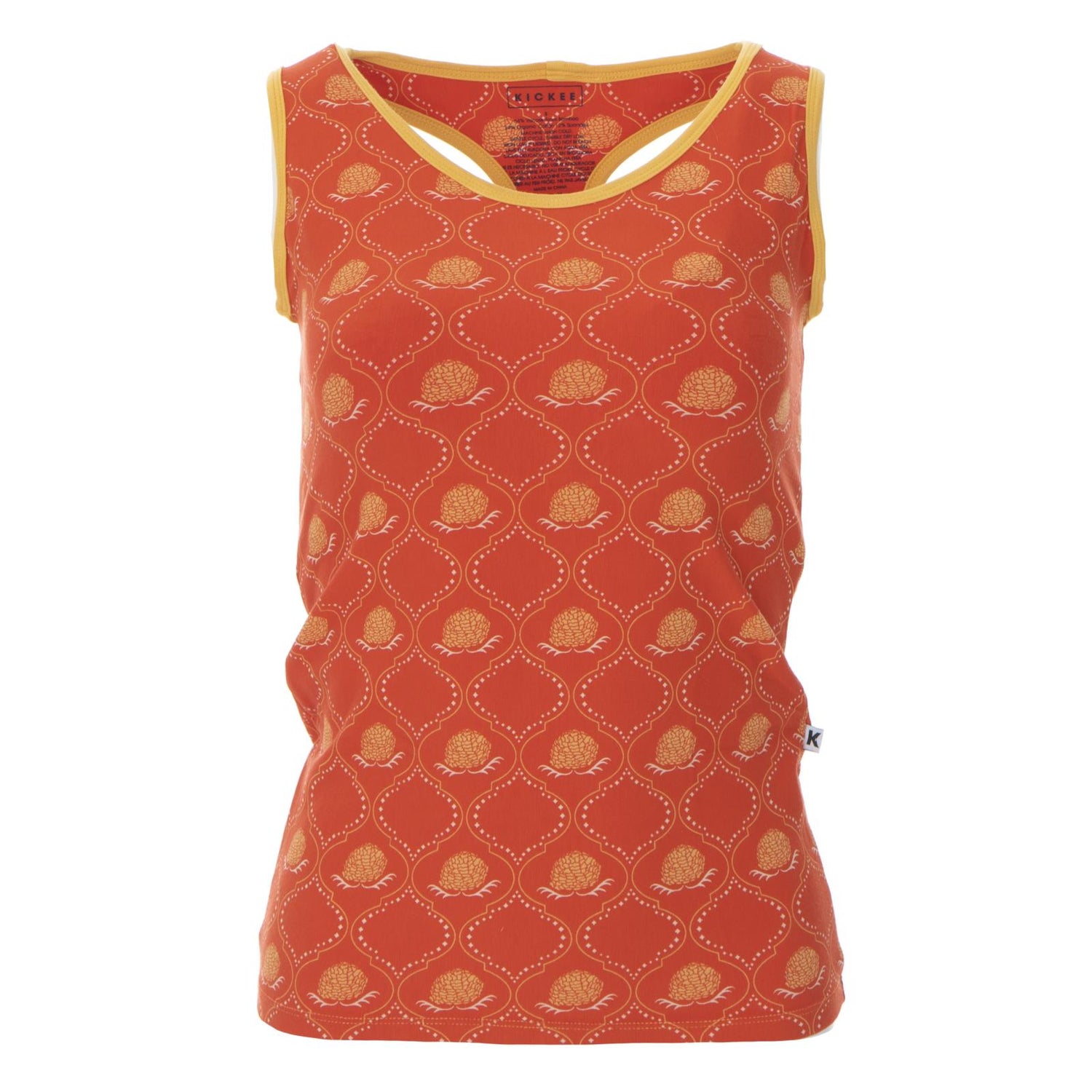 Print Women's Luxe Tank in Poppy Marigold Lattice