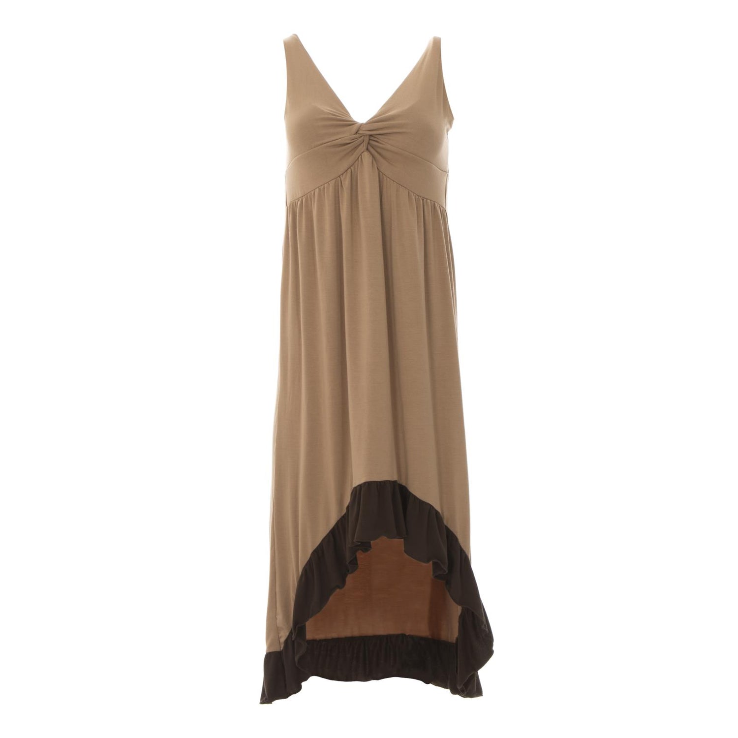 Hi Lo Ruffle Nightgown in Tannin with Bark