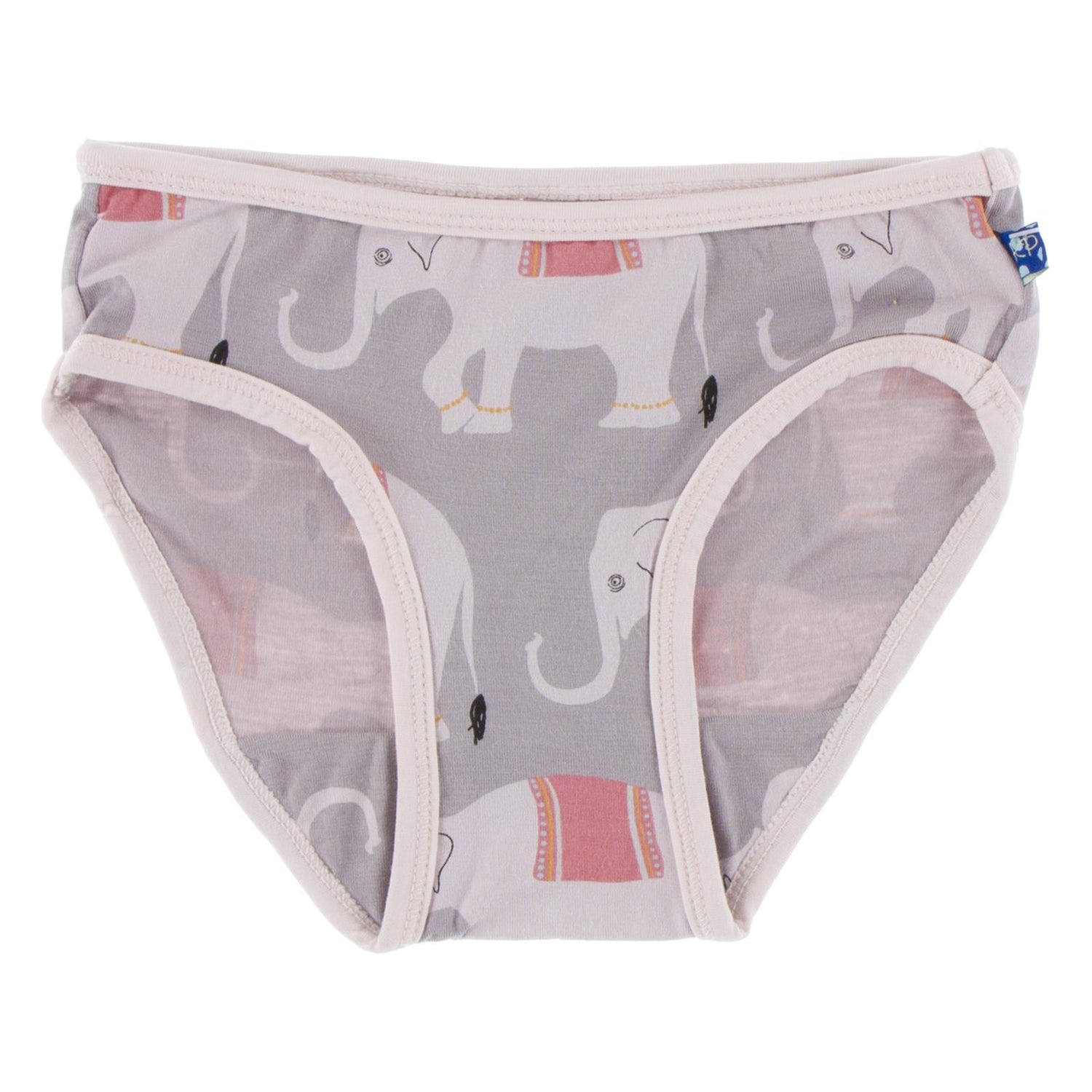 Print Girl Underwear in Feather Indian Elephant with Macaroon