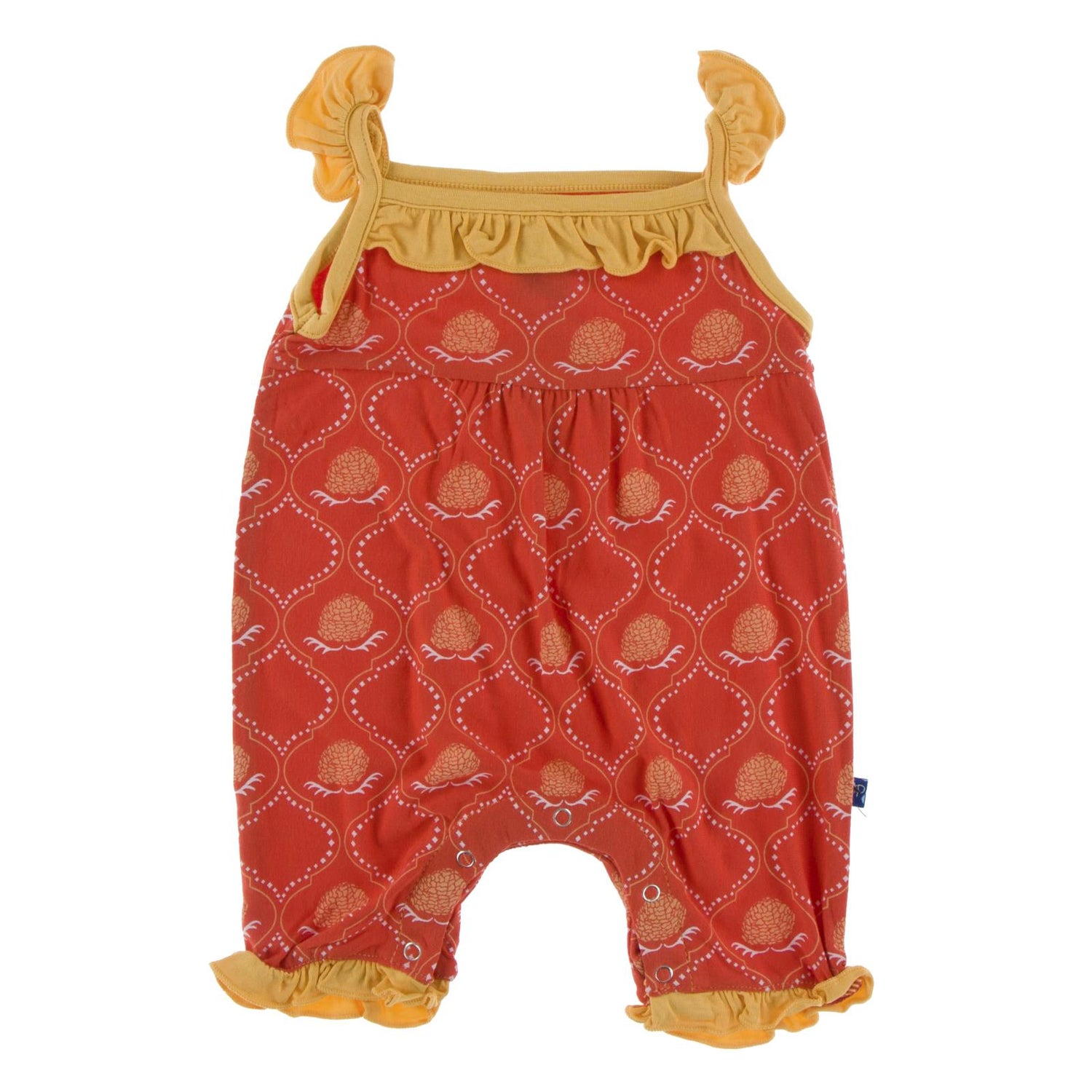 Print Wing Romper in Poppy Marigold Lattice