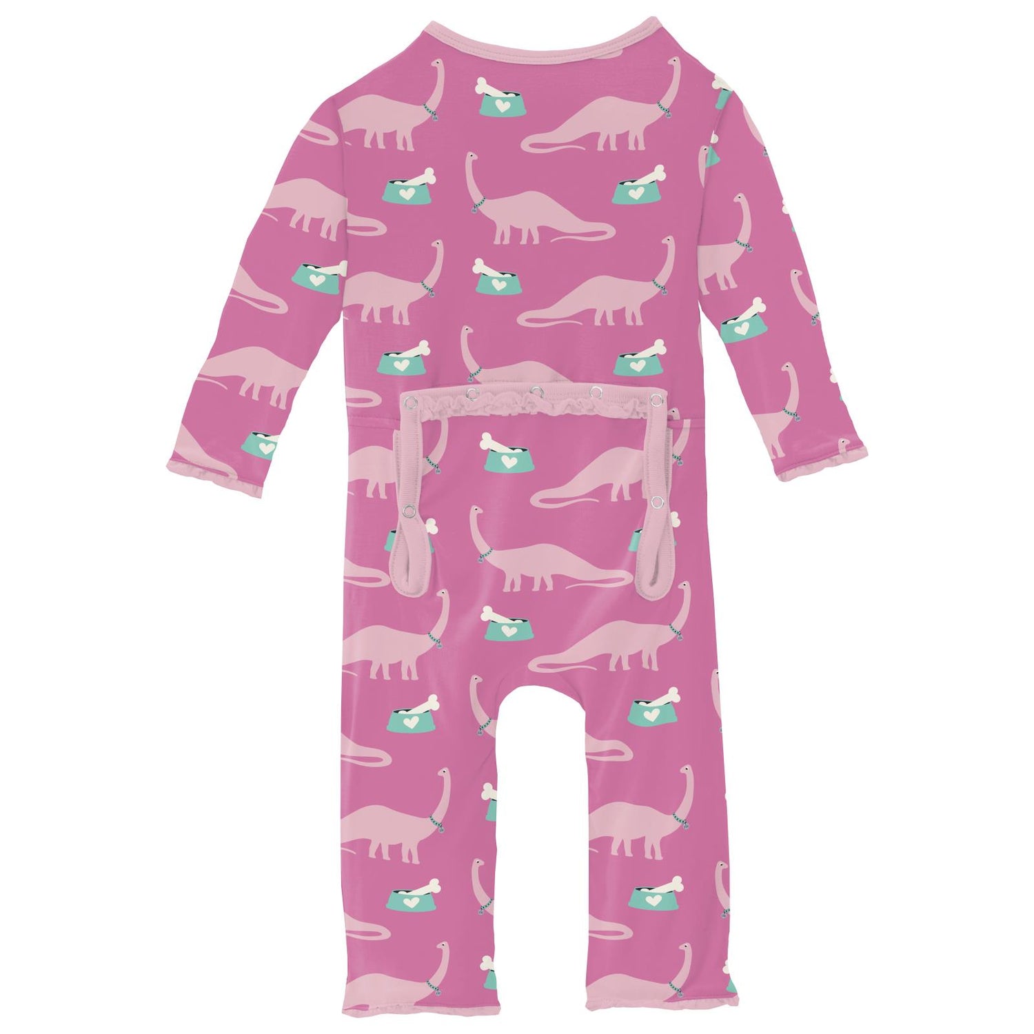 Print Muffin Ruffle Coverall with Snaps in Tulip Pet Dino