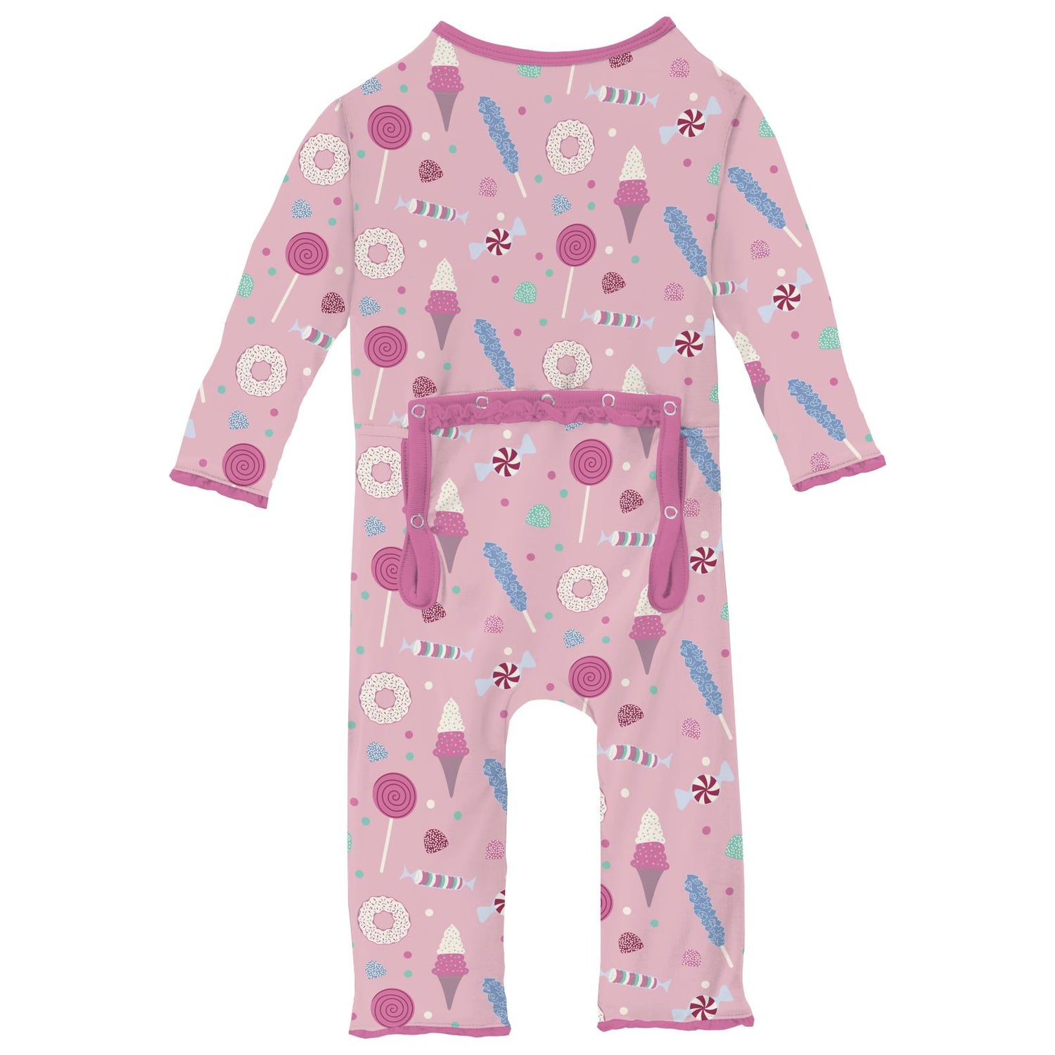 Print Muffin Ruffle Coverall with 2 Way Zipper in Cake Pop Candy Dreams