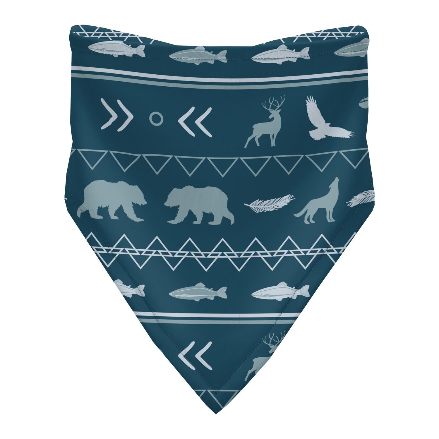 Print Bandana Bib in Peacock Native Tribal Lore