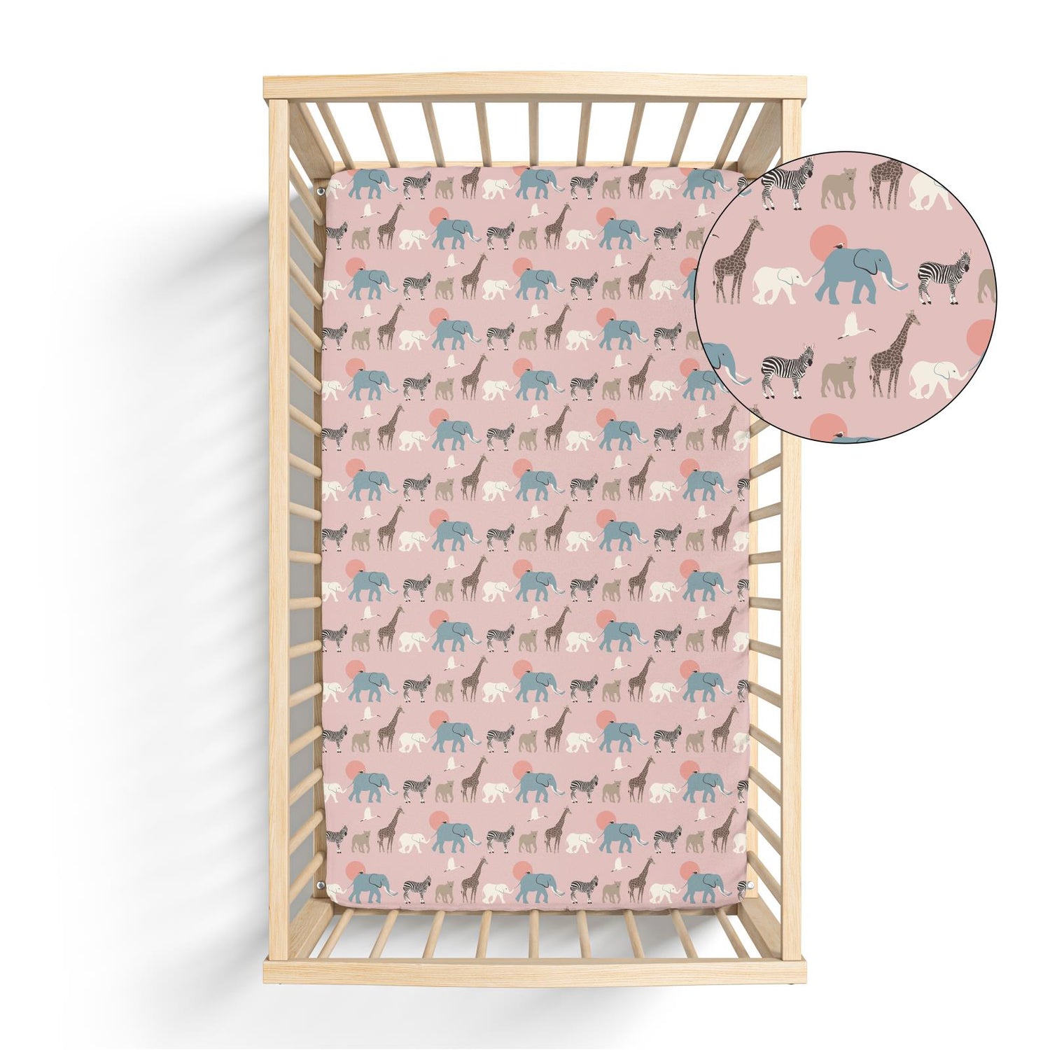 Print Grow with me Crib to Twin Fitted Sheet in Baby Rose Just So Animals