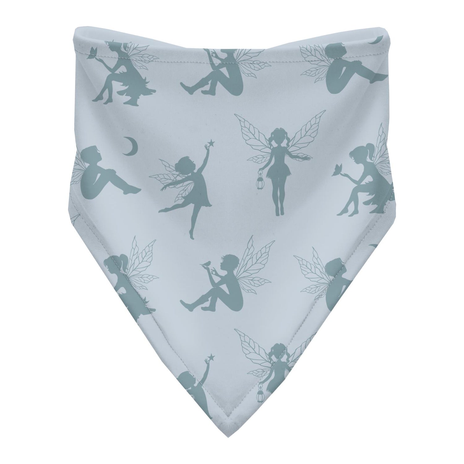 Print Bandana Bib in Illusion Blue Forest Fairies