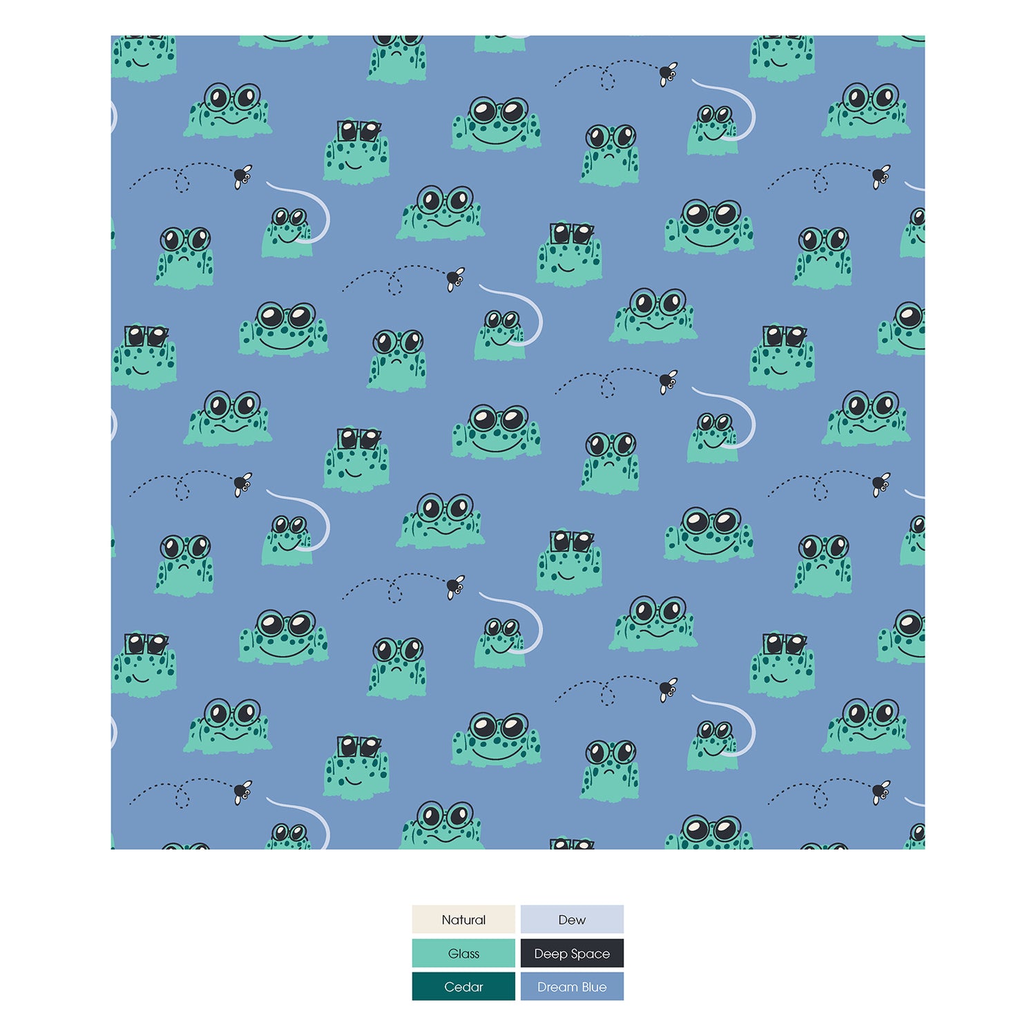 Print Footie with 2 Way Zipper in Dream Blue Bespeckled Frogs