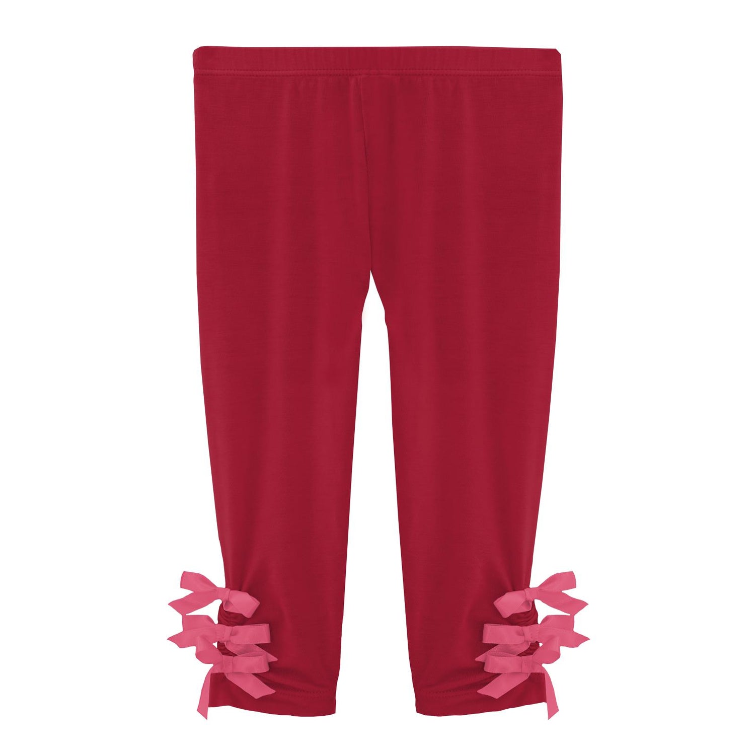 Leggings with Bows in Crimson with Winter Rose