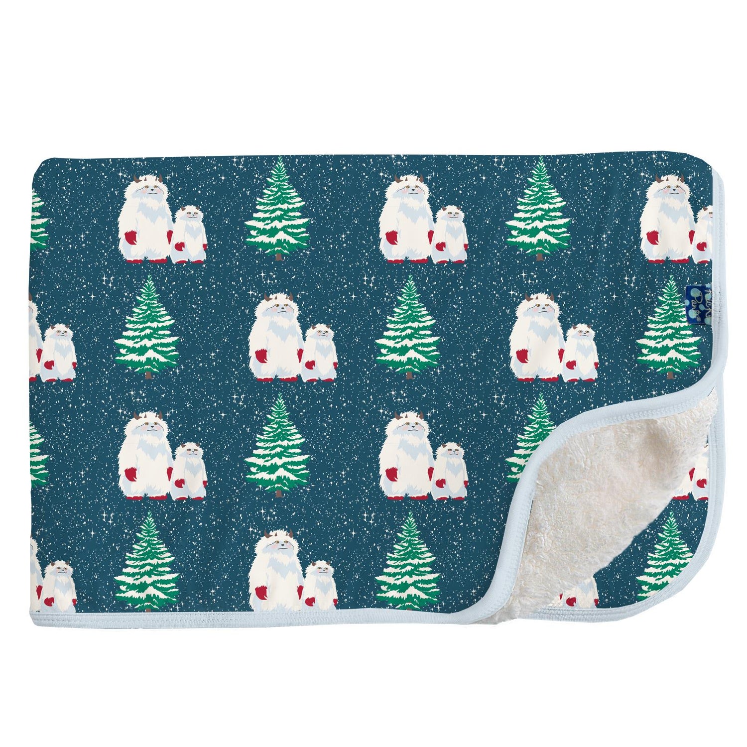 Print Sherpa-Lined Stroller Blanket in Peacock Yeti