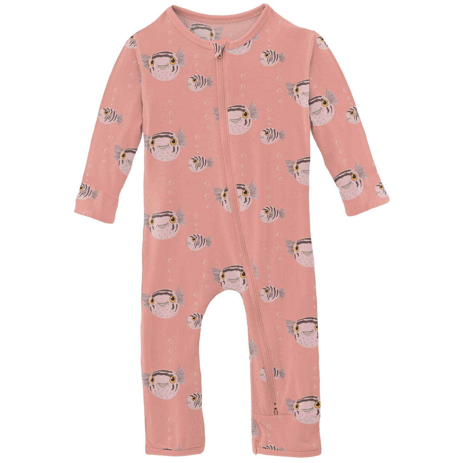 Print Coverall with 2 Way Zipper in Blush Puffer Family