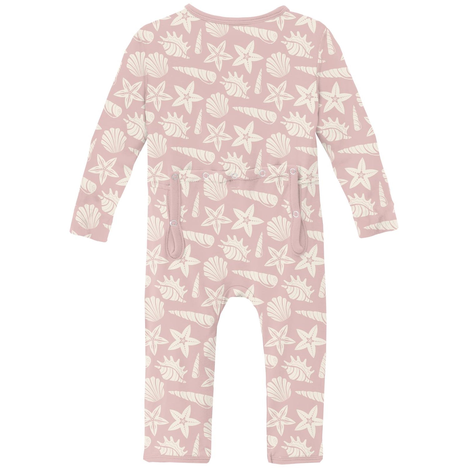 Print Coverall with 2 Way Zipper in Baby Rose Shells & Starfish