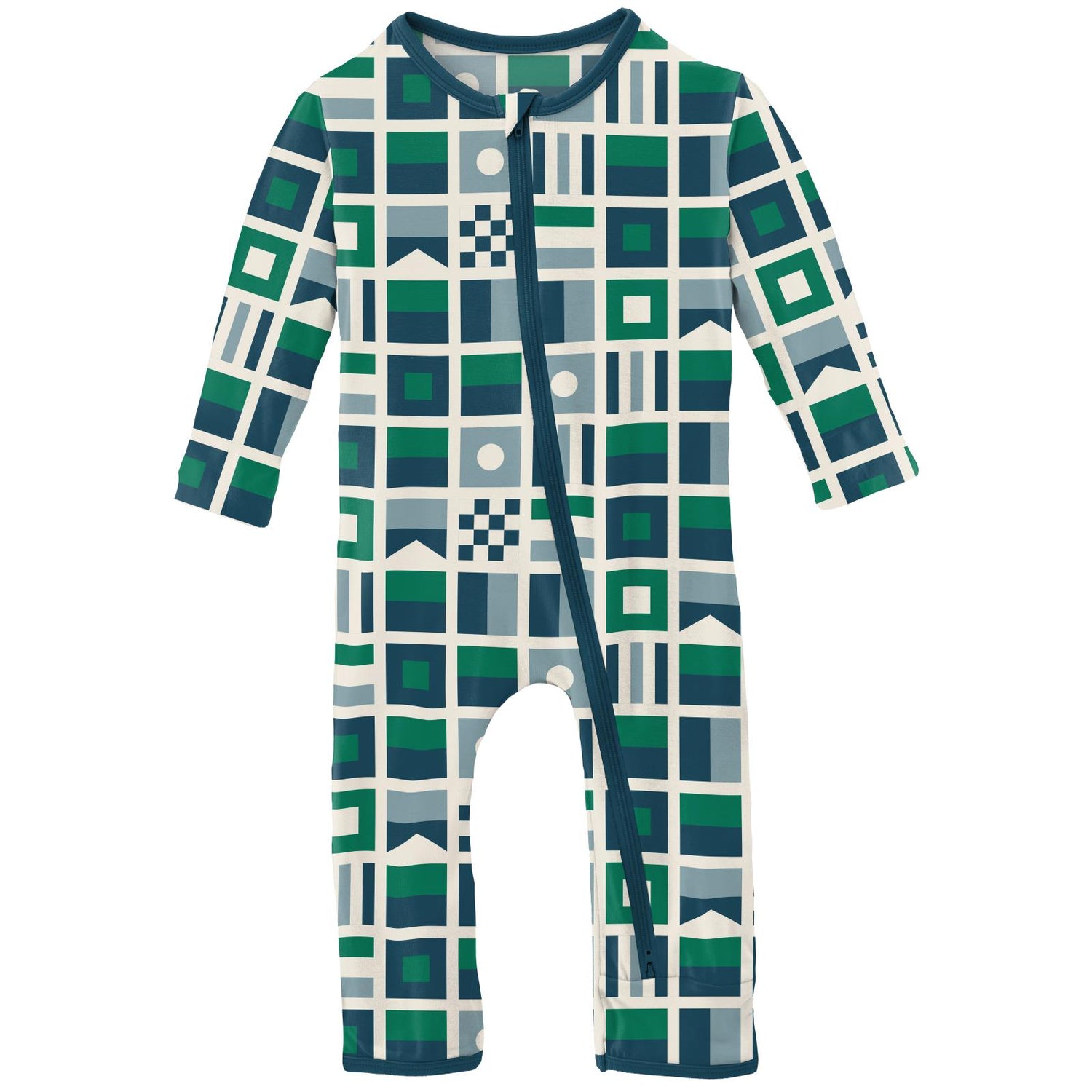 Print Coverall with 2 Way Zipper in Nautical Flags