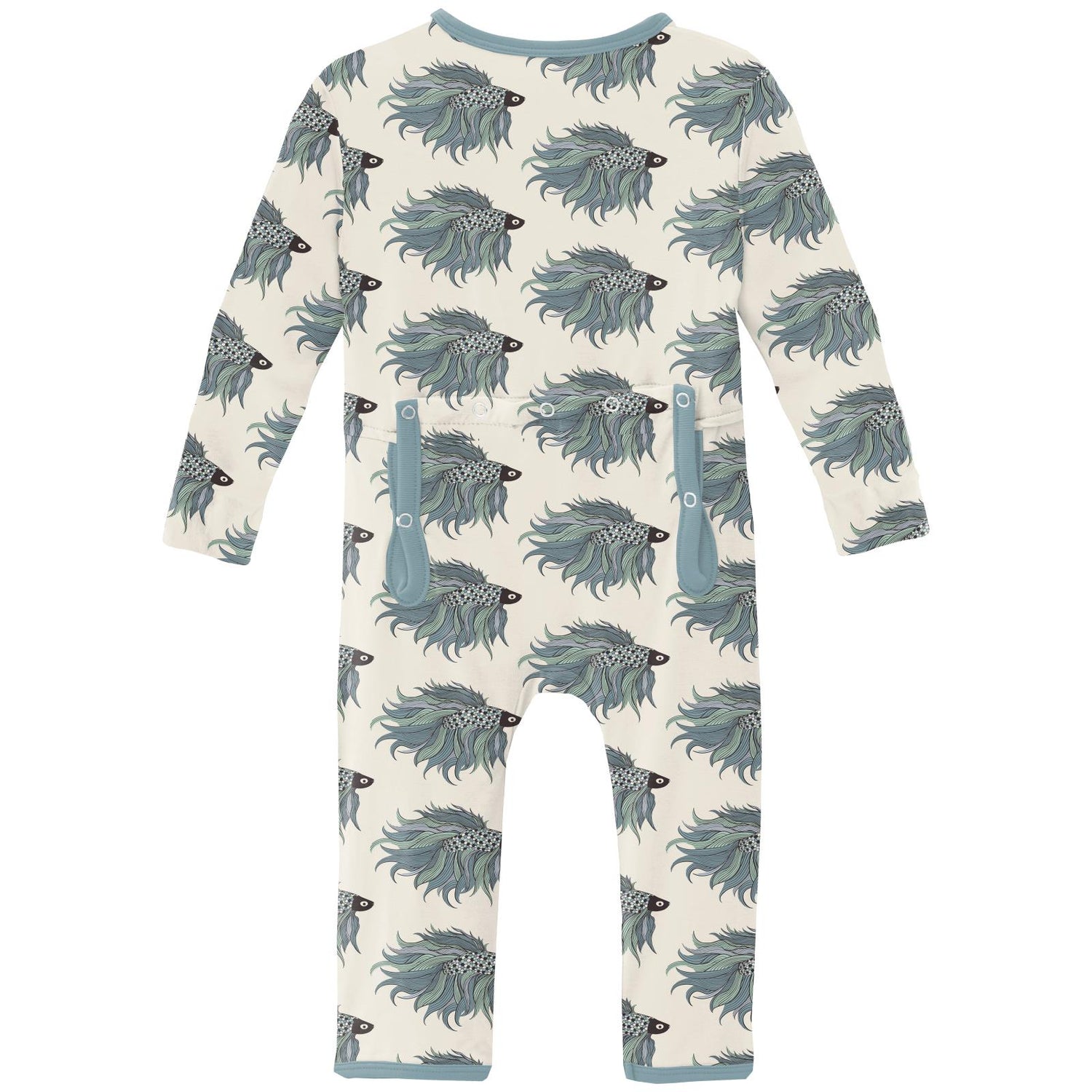 Print Coverall with 2 Way Zipper in Natural Rainbow Fish