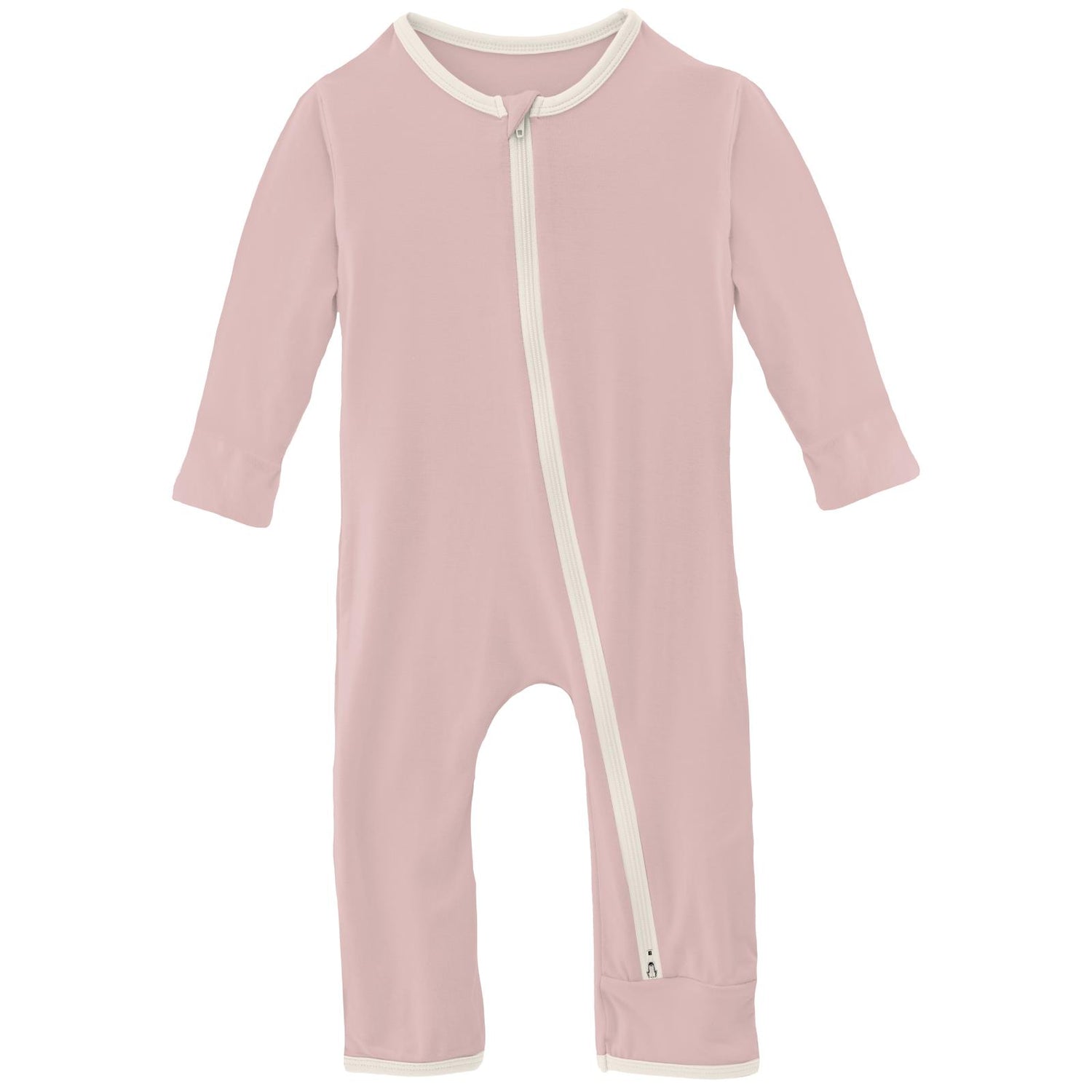 Coverall with 2 Way Zipper in Baby Rose with Natural