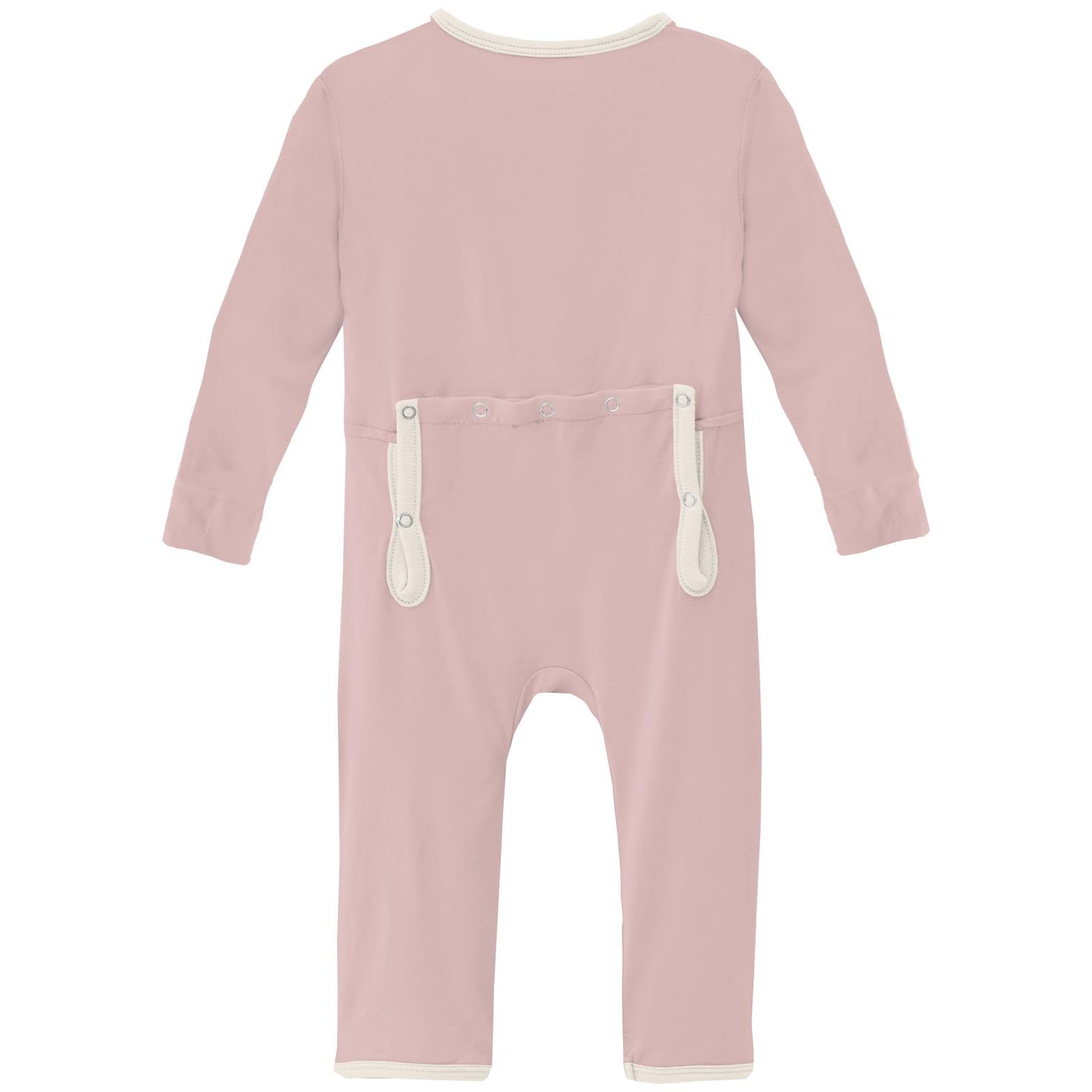 Coverall with 2 Way Zipper in Baby Rose with Natural