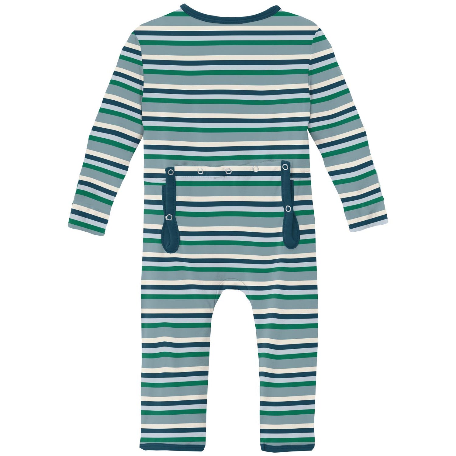 Print Coverall with Snaps in Stormy Sea Stripe