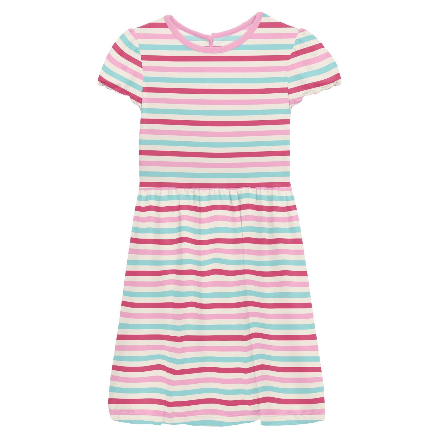 Print Flutter Sleeve Twirl Dress with Pockets in Sock Hop Stripe