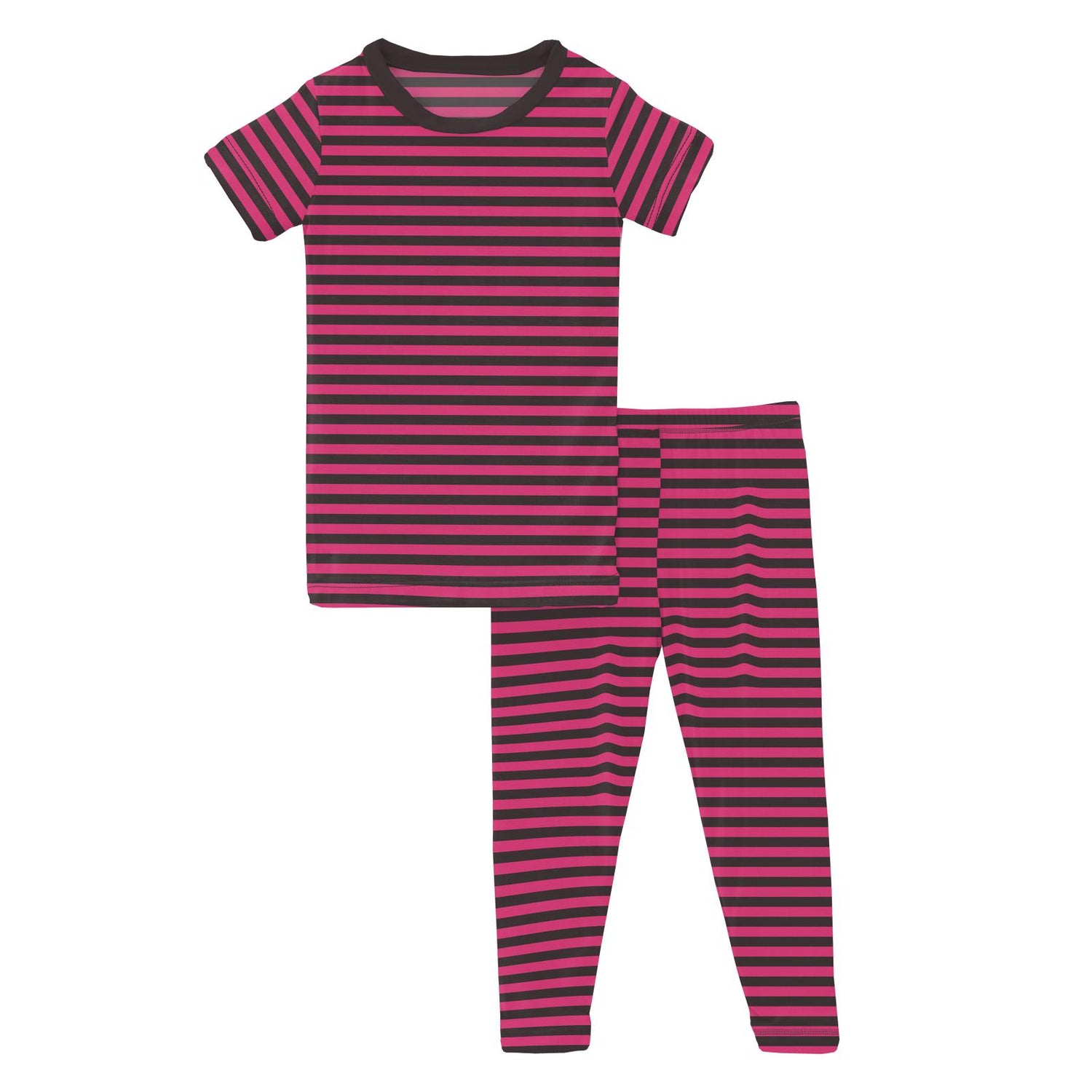 Print Short Sleeve Pajama Set in Awesome Stripe