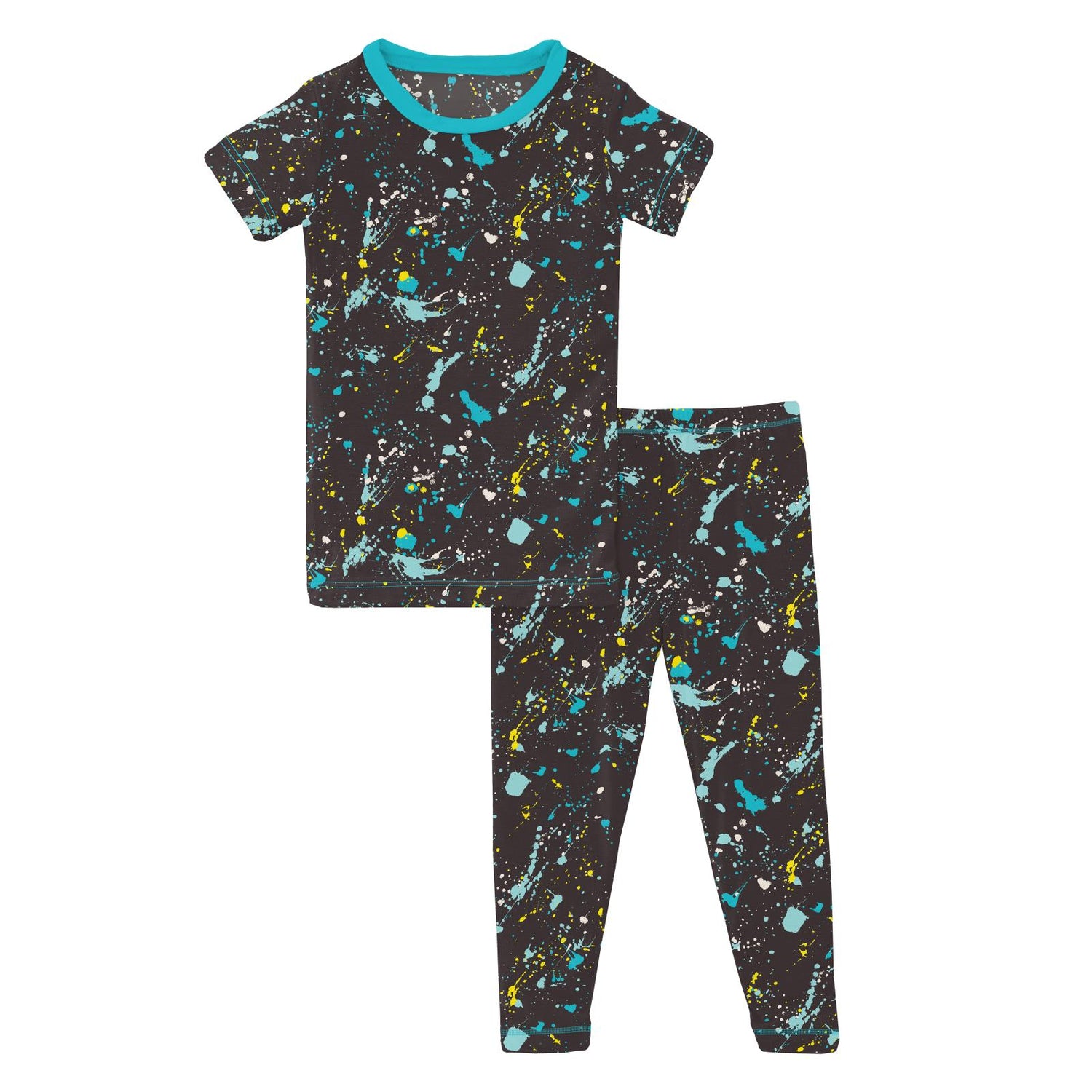 Print Short Sleeve Pajama Set in Confetti Splatter Paint