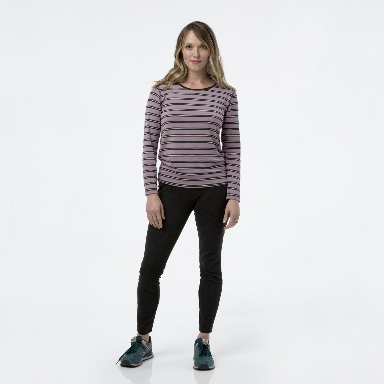 Print Relaxed Long Sleeve Tee in Elderberry Kenya Stripe