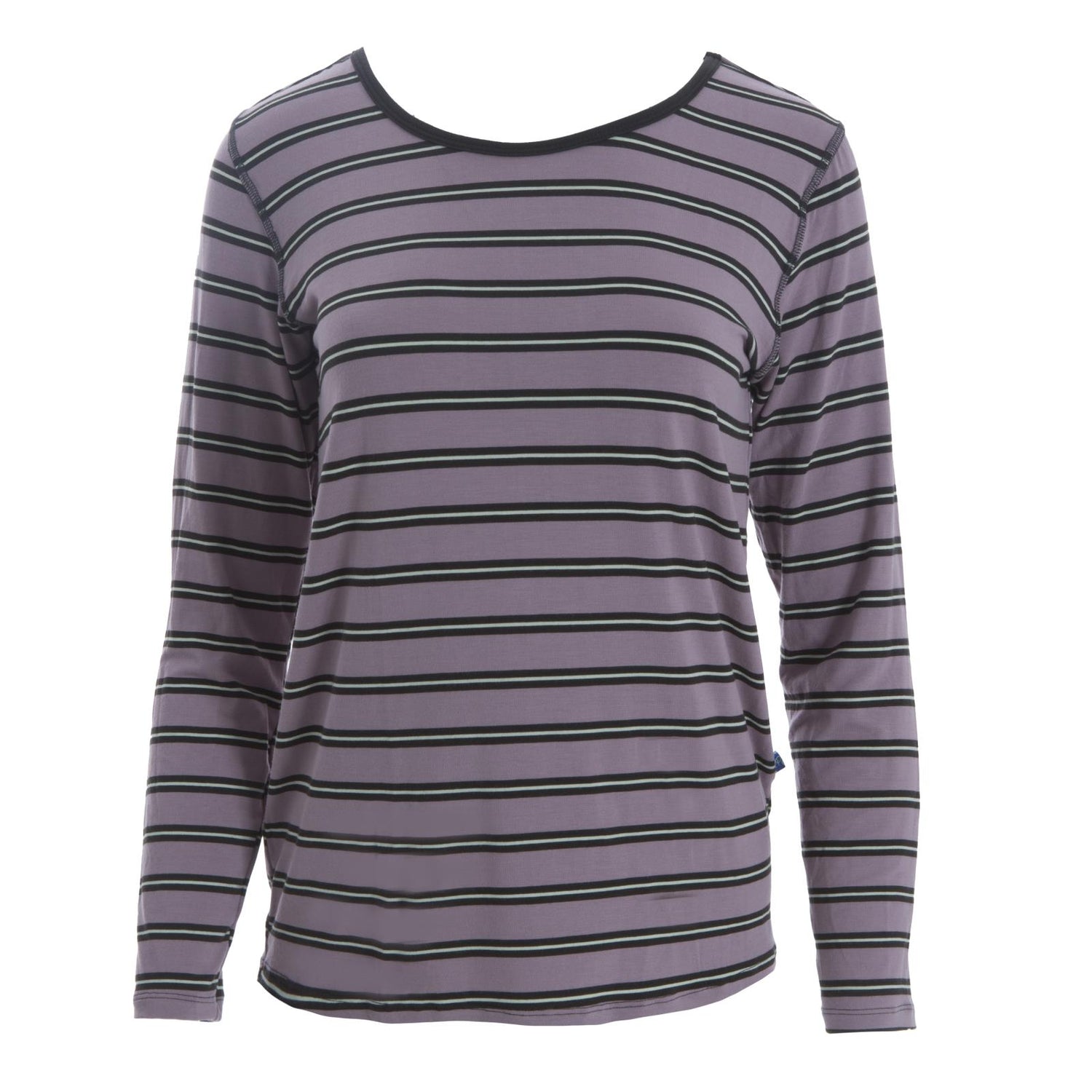 Print Relaxed Long Sleeve Tee in Elderberry Kenya Stripe