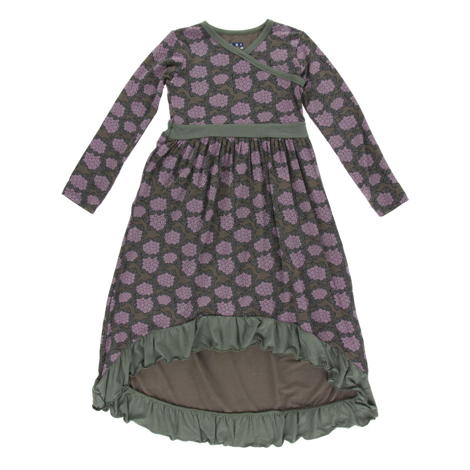 Print Long Sleeve Hi Lo Maxi Dress in African Violets