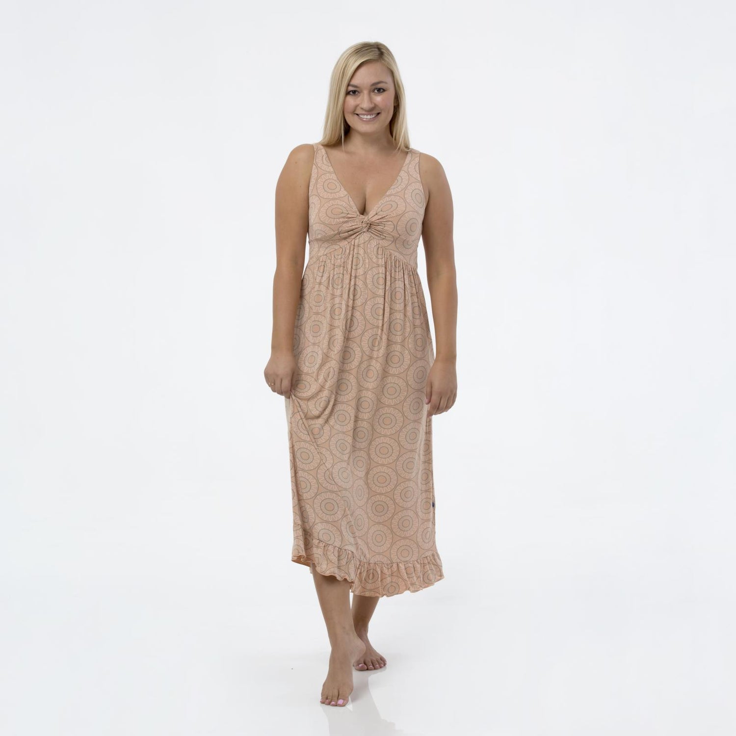 Print Twist Nightgown in Suede Bead Art